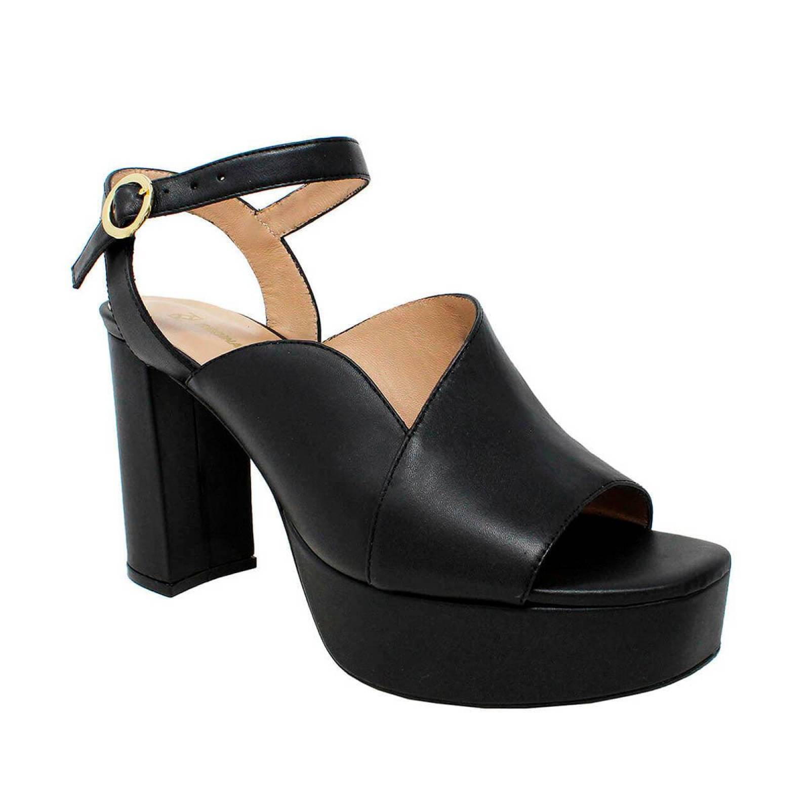 LETICIA 95 - Negro Regina Romero Zapato Sandalia Plataforma Tacon Alto para Dama en Piel 