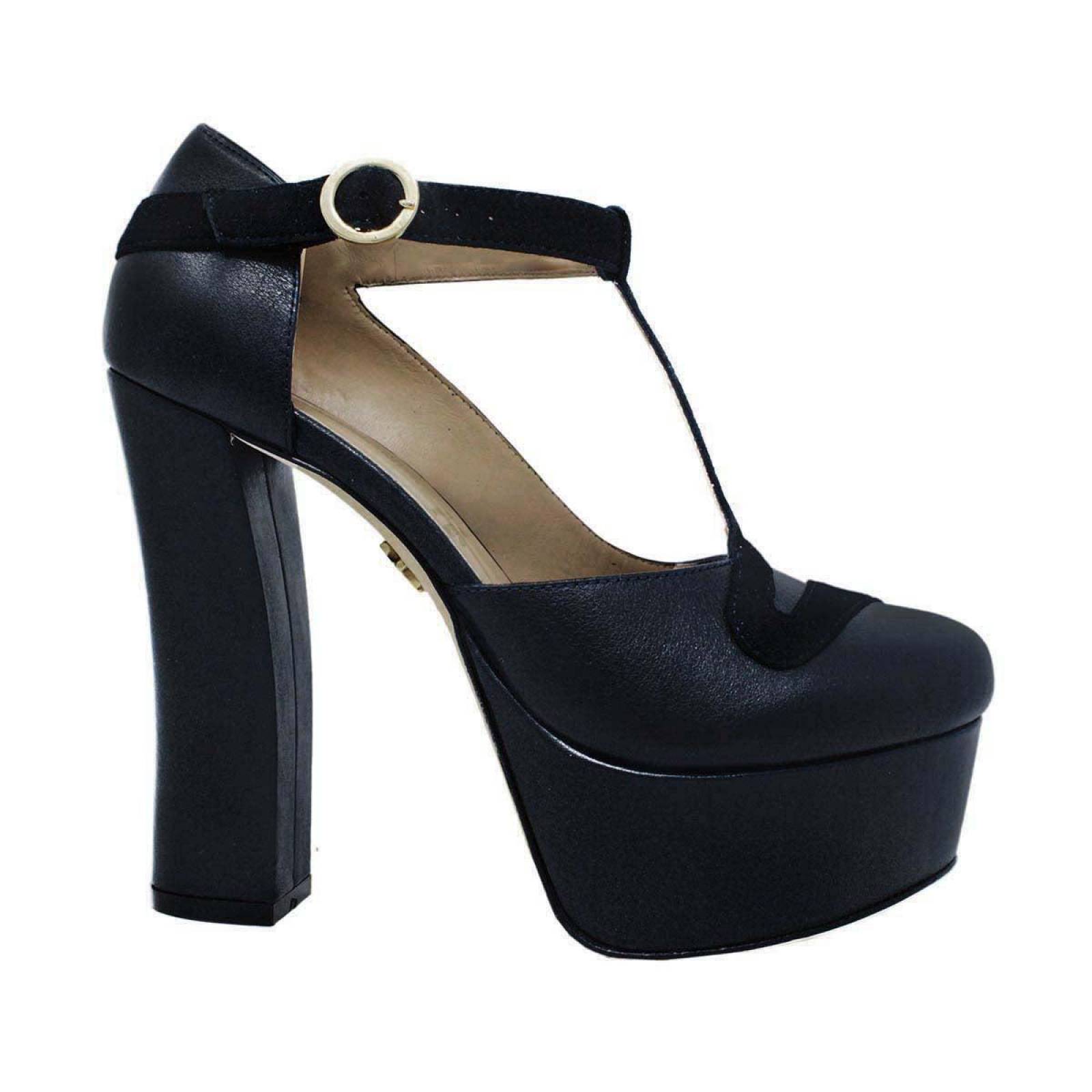 LYRA 135 - Marino Regina Romero Zapato Plataforma Tacon Alto para Dama en Piel