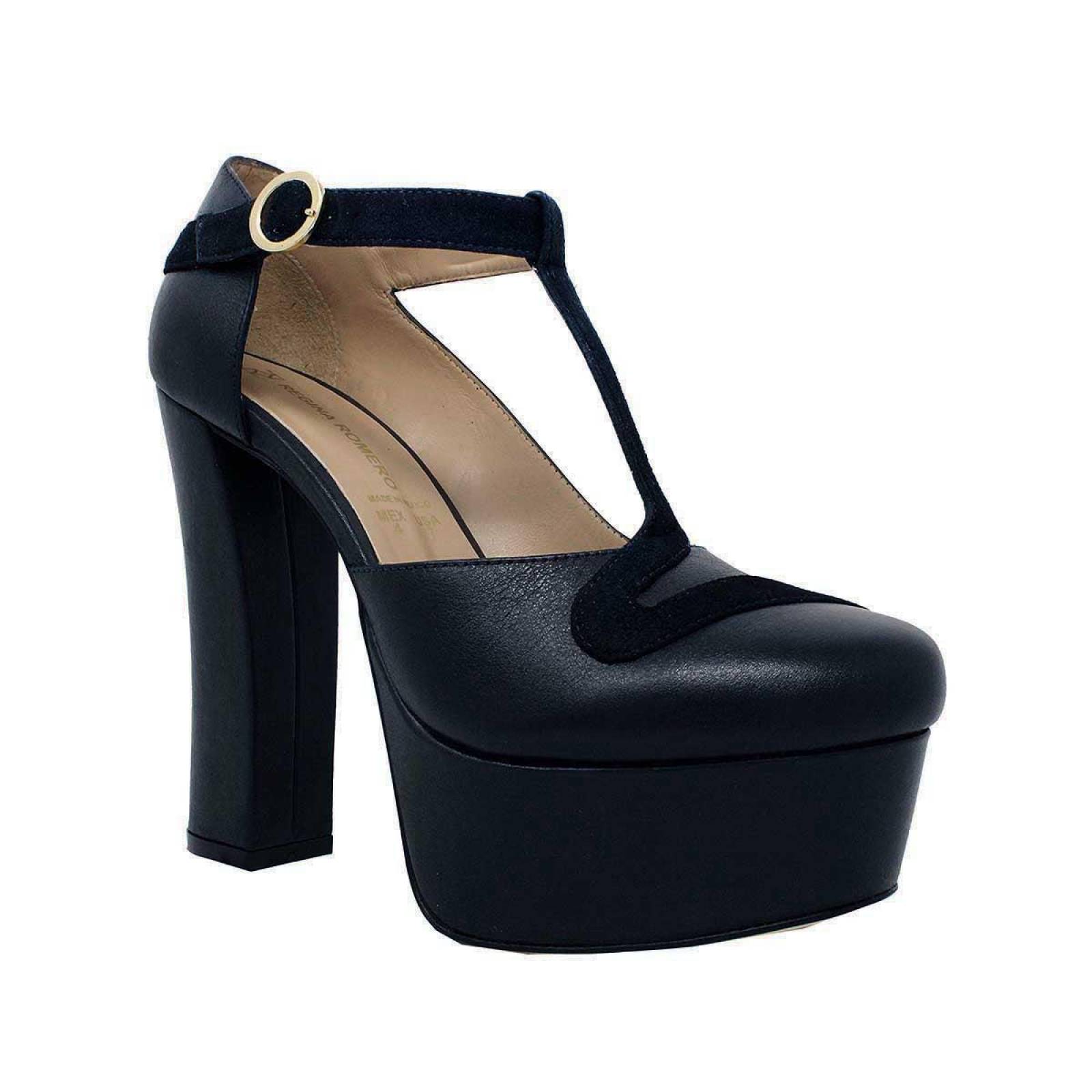 LYRA 135 - Marino Regina Romero Zapato Plataforma Tacon Alto para Dama en Piel