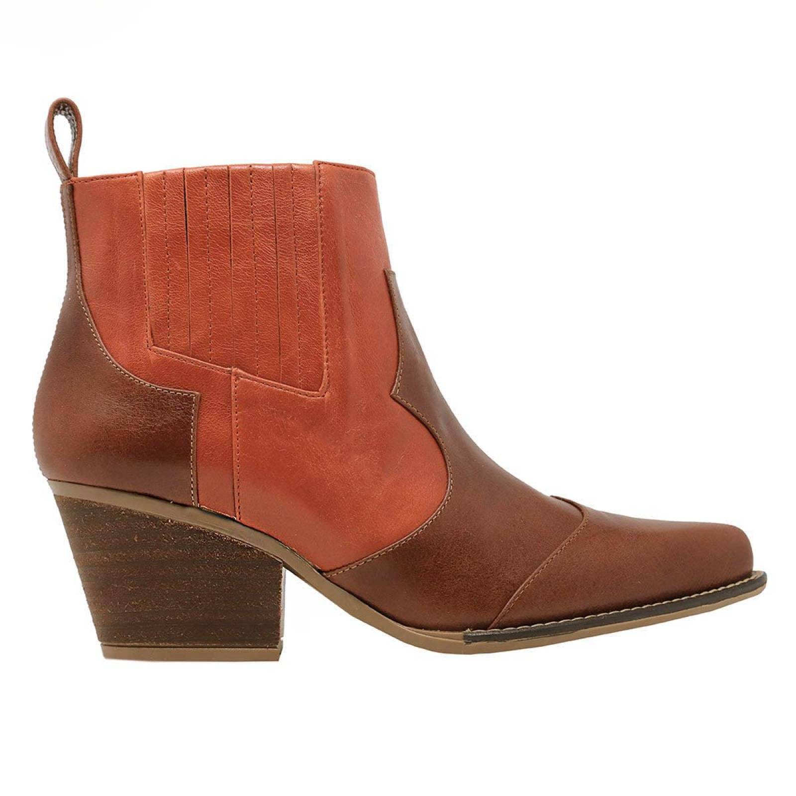 MADDIE 60 Edicion Limitada - Terracota y Caoba Regina Romero Zapato Bota Botin Tacon Bajo para Dama  