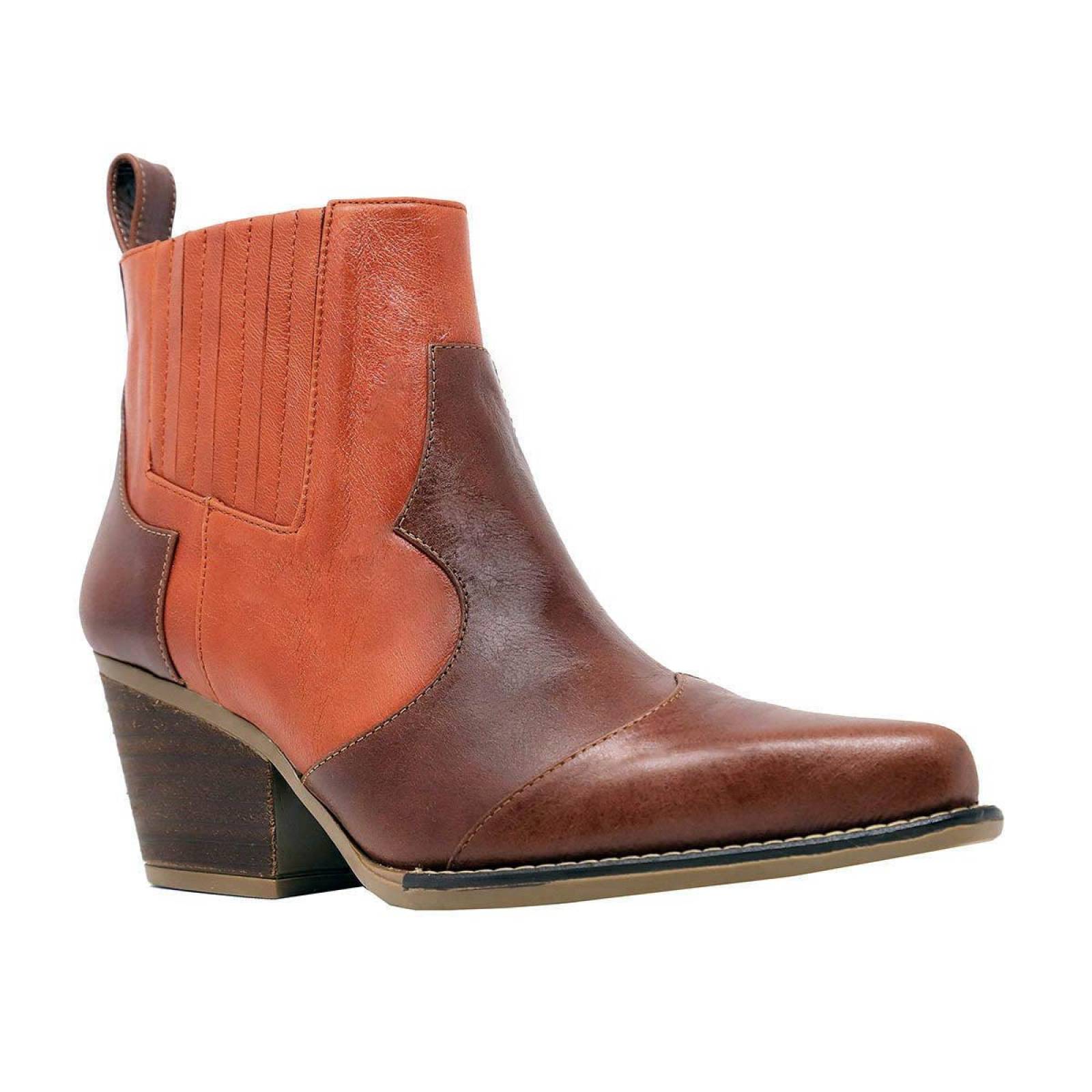 MADDIE 60 Edicion Limitada - Terracota y Caoba Regina Romero Zapato Bota Botin Tacon Bajo para Dama  