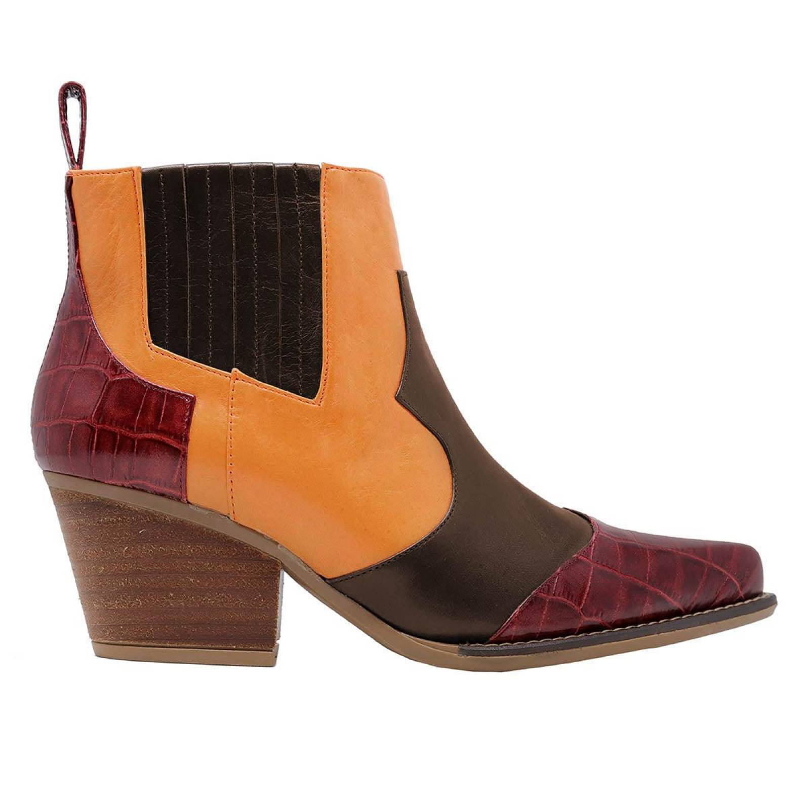 MADDIE 60 Edicion Limitada - Vino Cafe y Terracota Regina Romero Zapato Bota Botin Tacon Bajo para D 