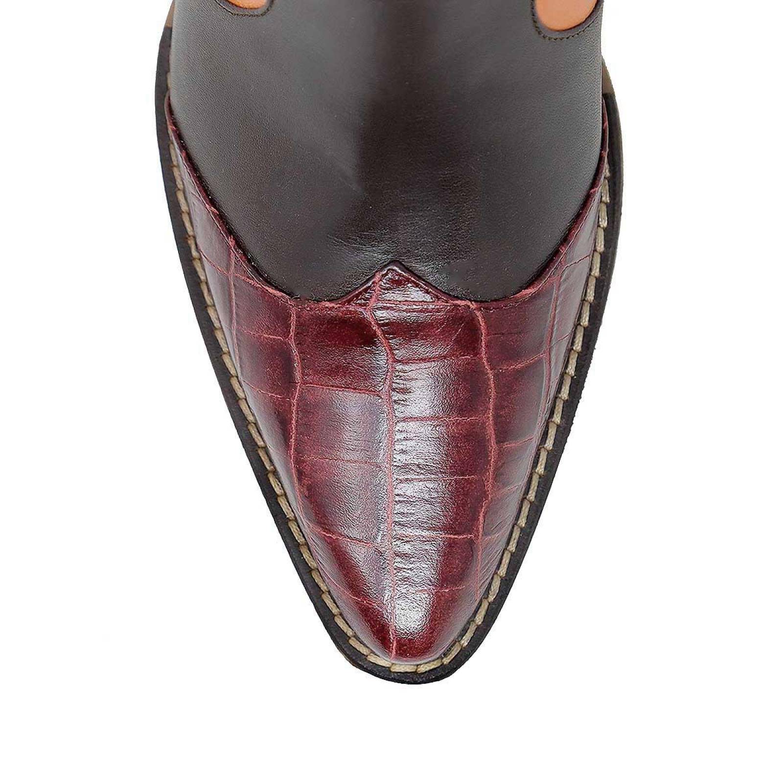 MADDIE 60 Edicion Limitada - Vino Cafe y Terracota Regina Romero Zapato Bota Botin Tacon Bajo para D 