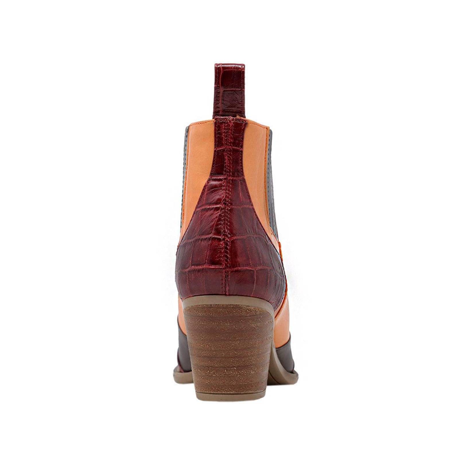 MADDIE 60 Edicion Limitada - Vino Cafe y Terracota Regina Romero Zapato Bota Botin Tacon Bajo para D 