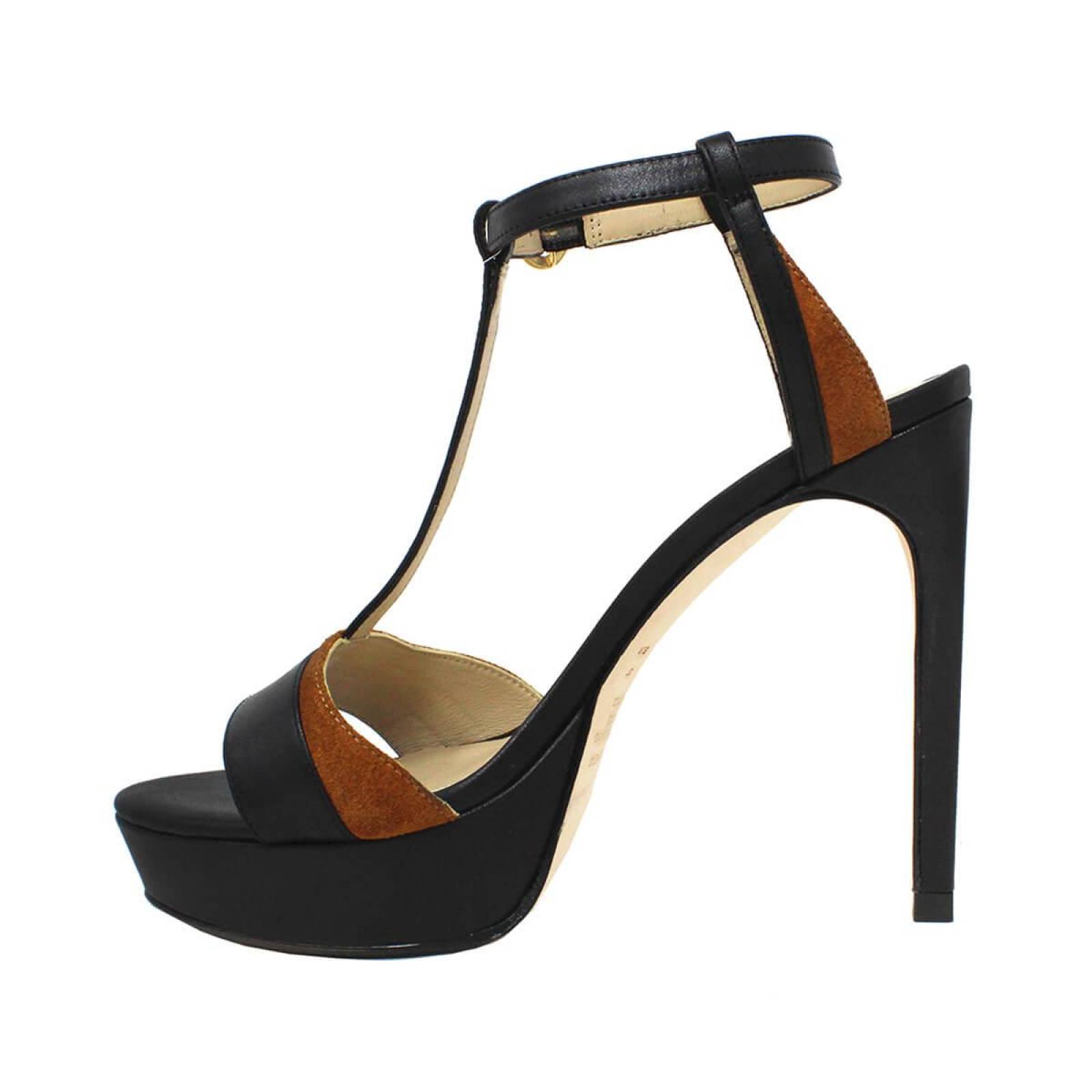 PITA 125 - Negro y Terracota Regina Romero Zapato Sandalia Plataforma Tacon Alto para Dama en Piel