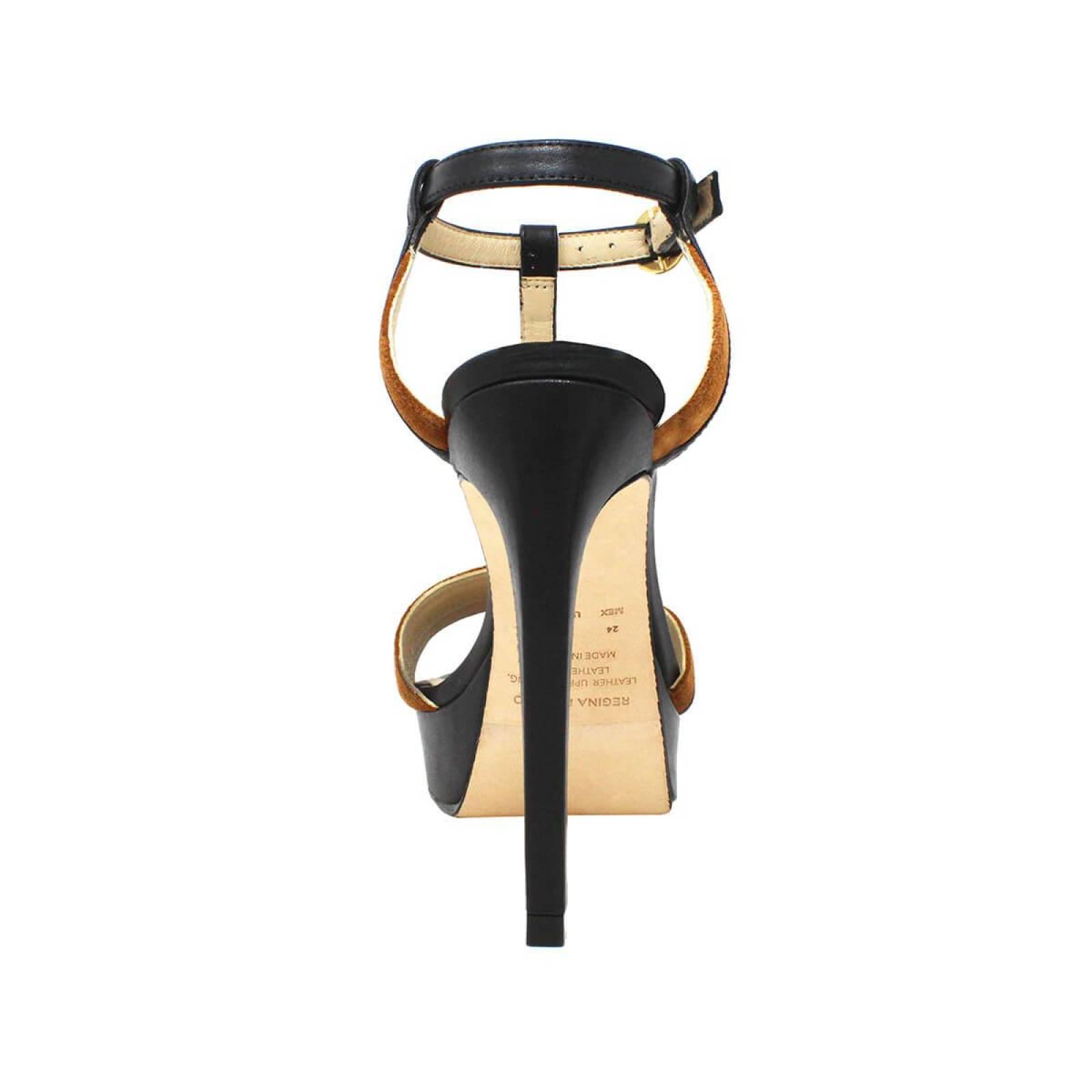PITA 125 - Negro y Terracota Regina Romero Zapato Sandalia Plataforma Tacon Alto para Dama en Piel