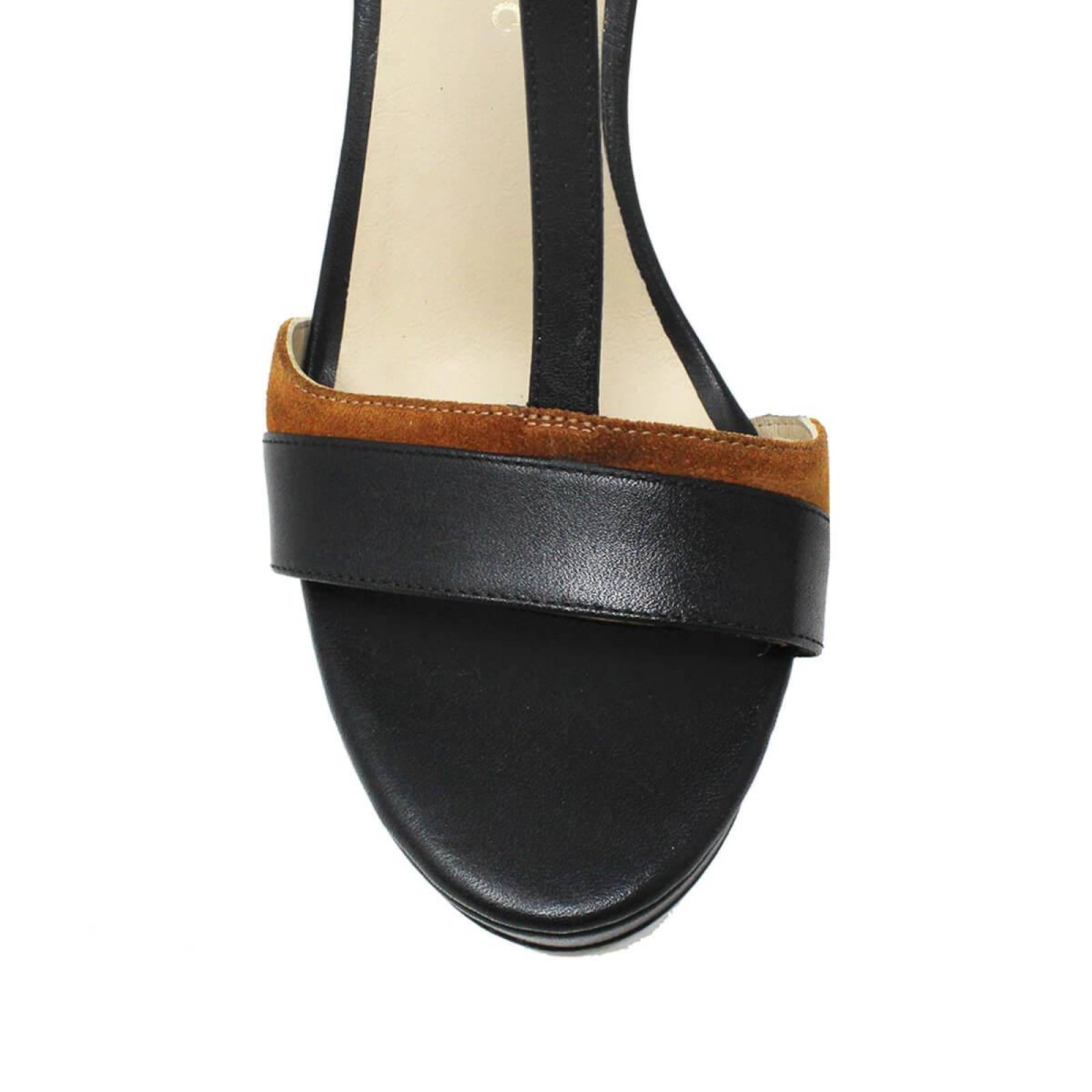 PITA 125 - Negro y Terracota Regina Romero Zapato Sandalia Plataforma Tacon Alto para Dama en Piel