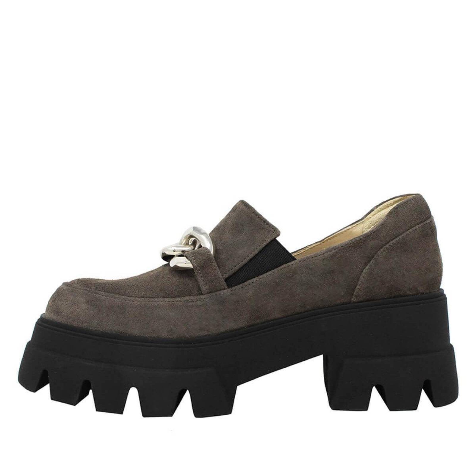 RAQUEL 65 - Gamuza Concreto Regina Romero Zapato Bostoniano Urbano Sport para Dama en Piel 