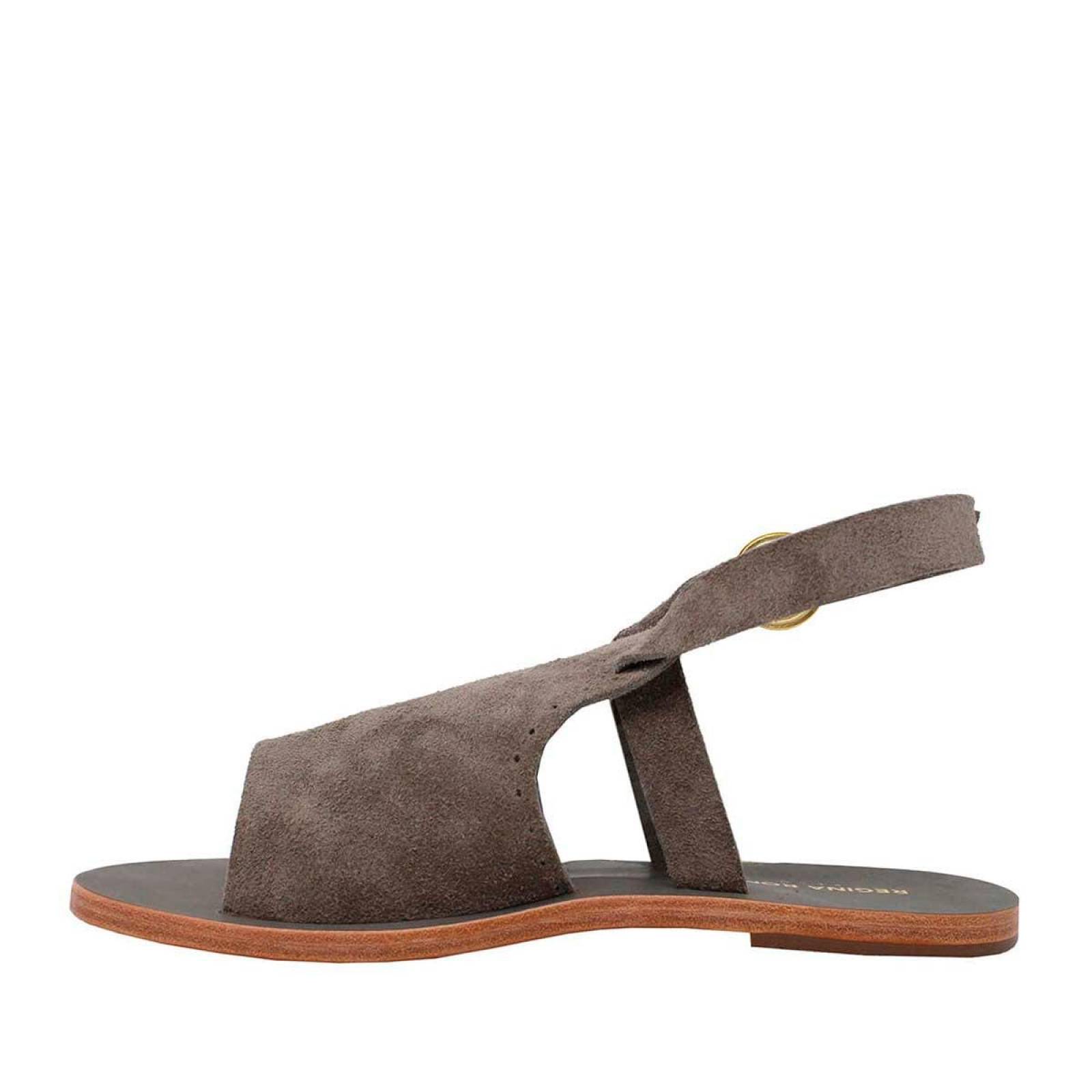 MACARENA - Gamuza Concreto Regina Romero Resort Zapato Sandalia de Piso para Dama en Piel 