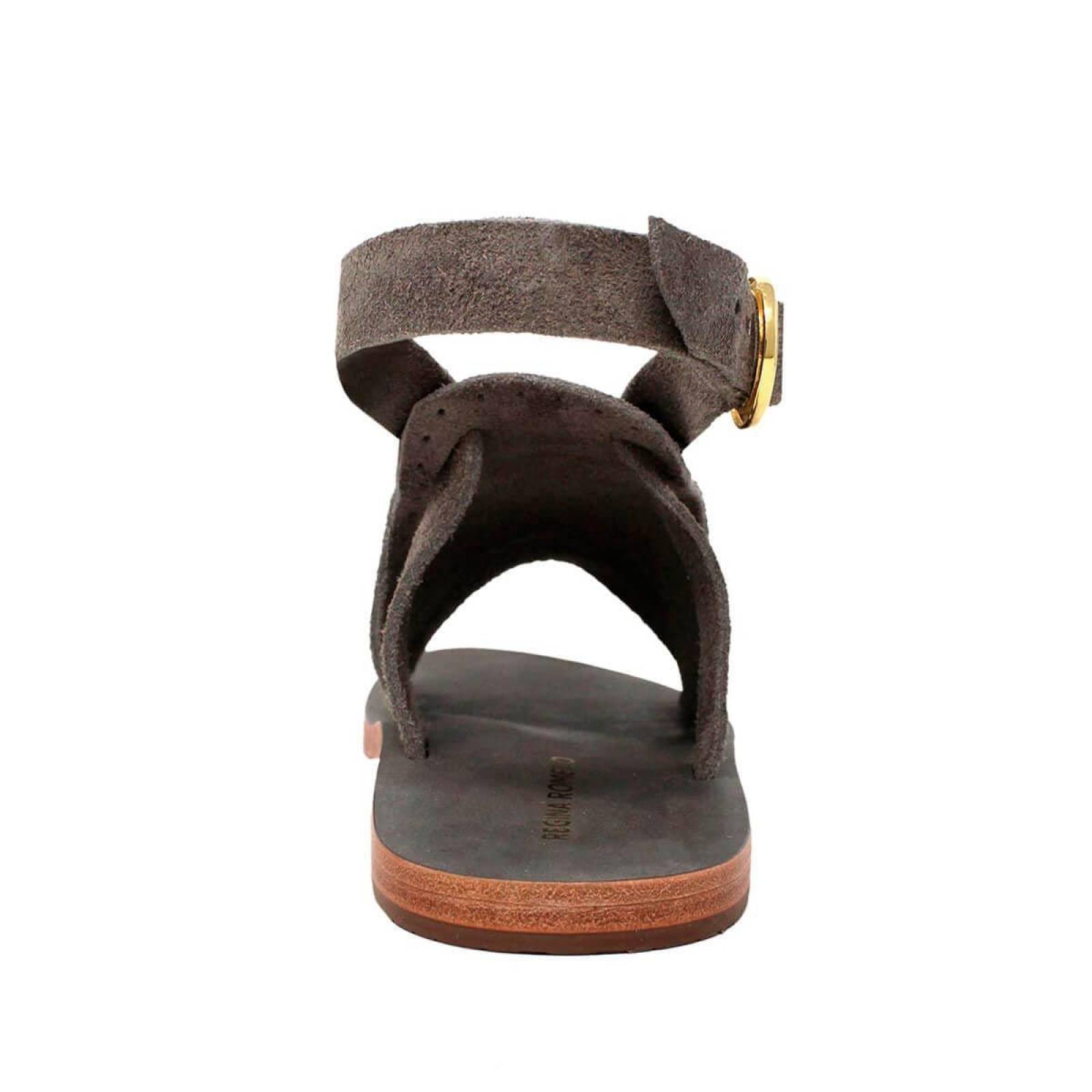 MACARENA - Gamuza Concreto Regina Romero Resort Zapato Sandalia de Piso para Dama en Piel 