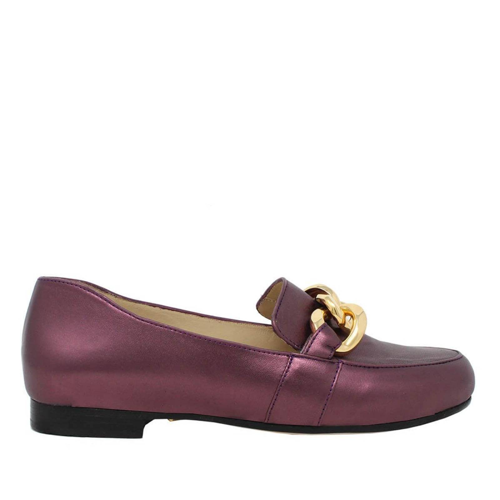 ALINE - Vino Regina Romero Zapato Mocasin de Piso para Dama en Piel 