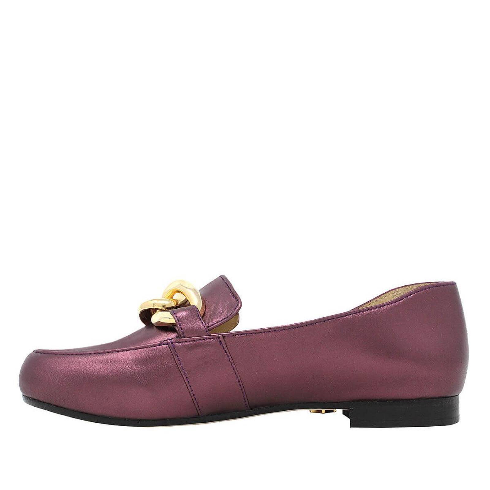 ALINE - Vino Regina Romero Zapato Mocasin de Piso para Dama en Piel 