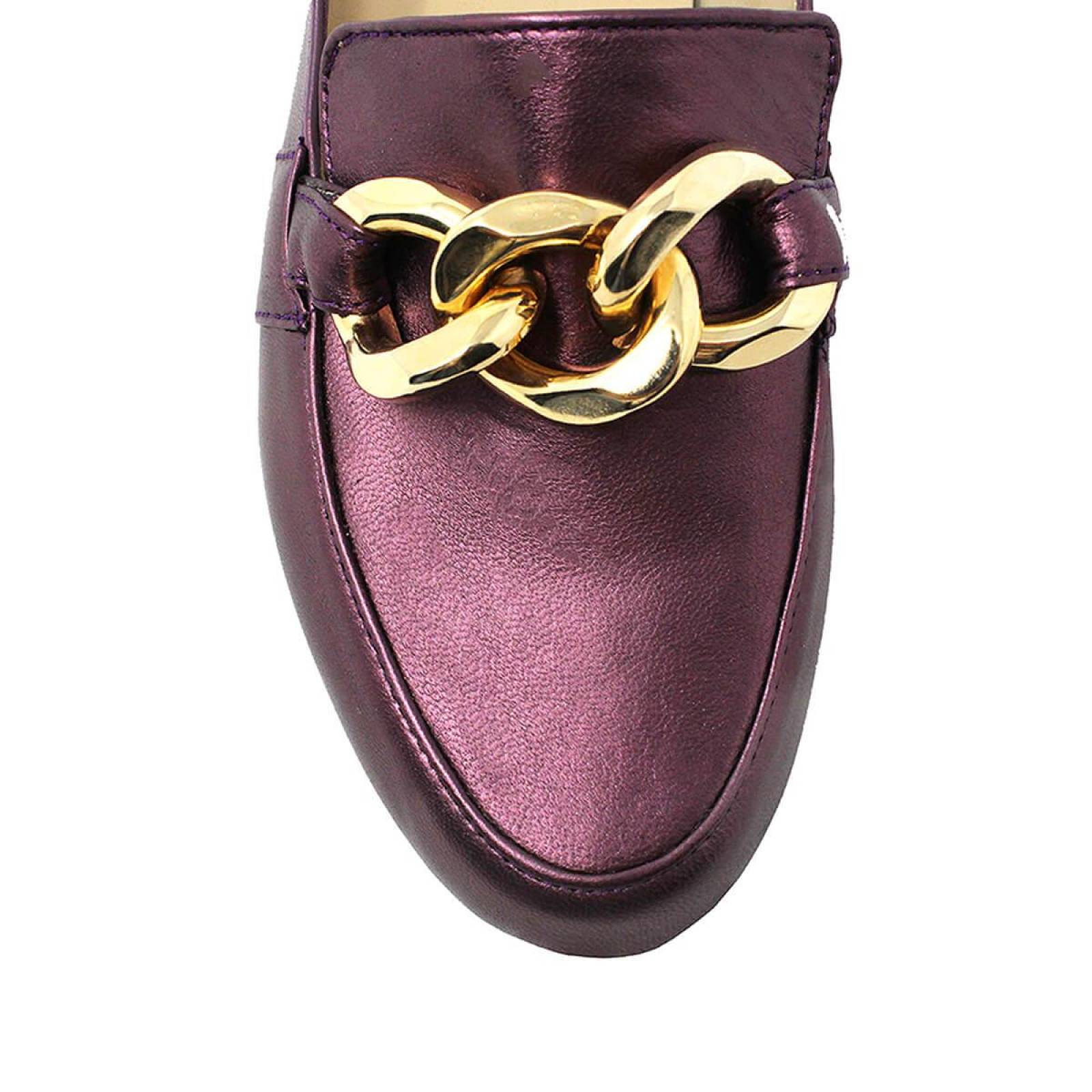 ALINE - Vino Regina Romero Zapato Mocasin de Piso para Dama en Piel 