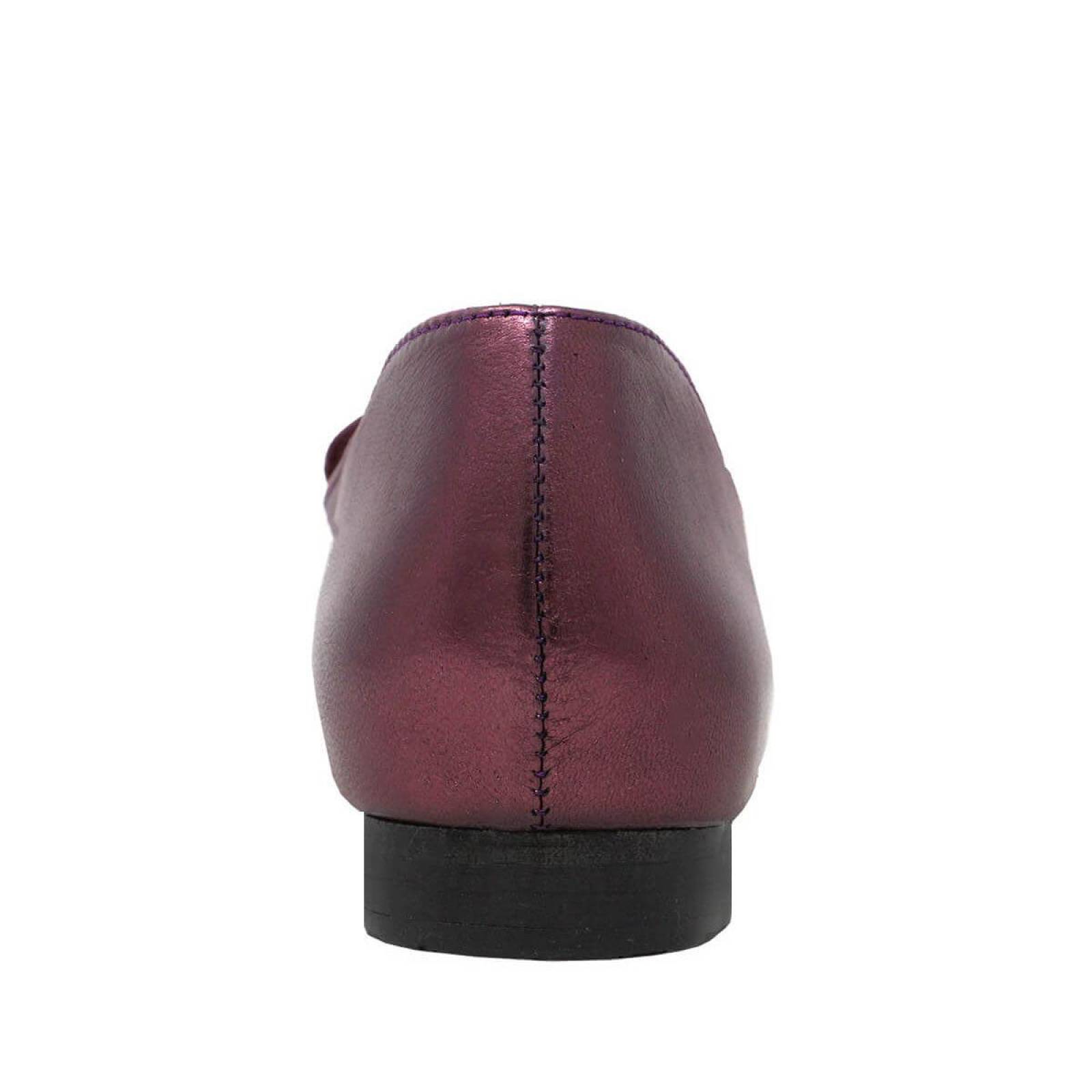 ALINE - Vino Regina Romero Zapato Mocasin de Piso para Dama en Piel 