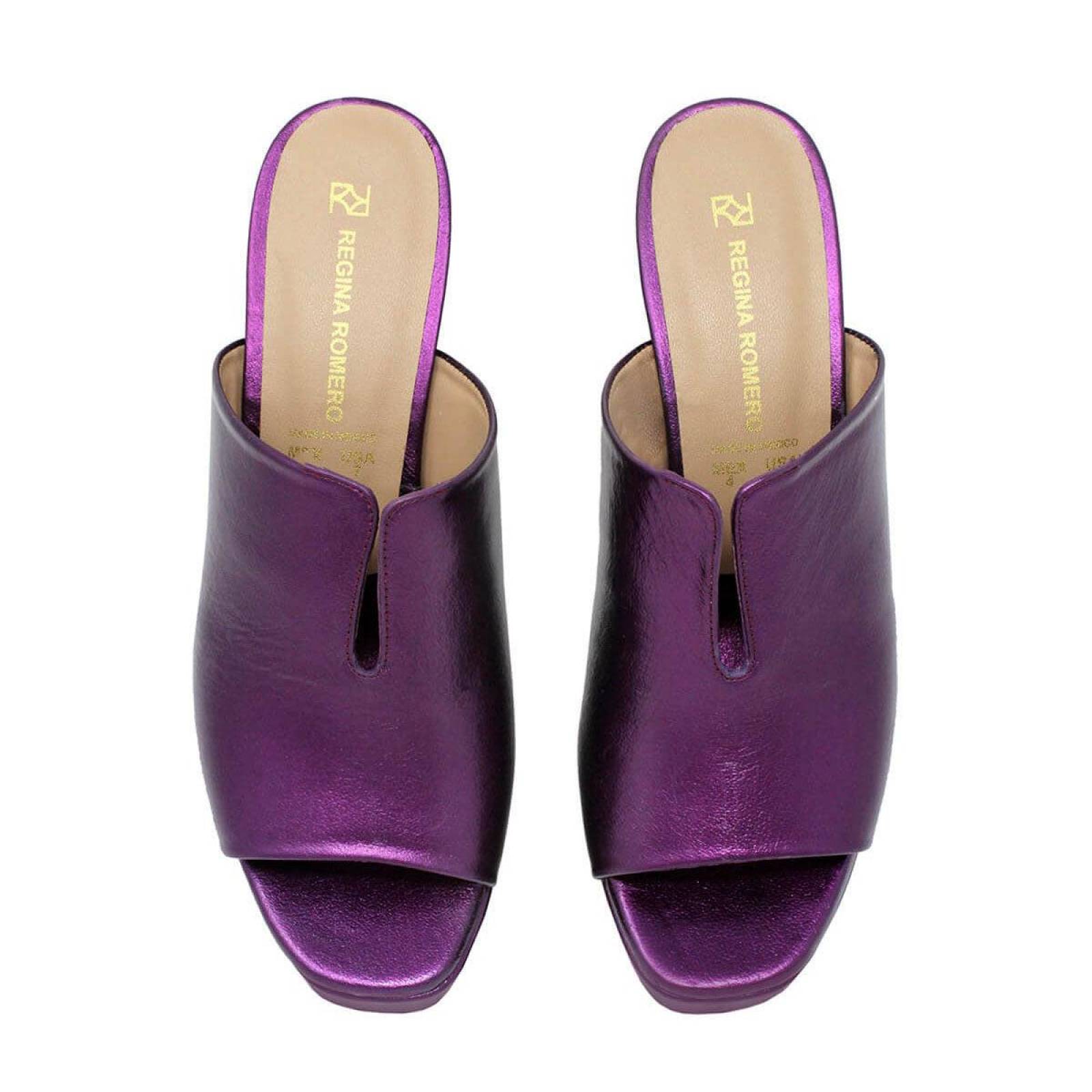 VERONICA 95 - Amatista Regina Romero Zapato Sandalia Mule Plataforma Tacon Alto para Dama en Piel 