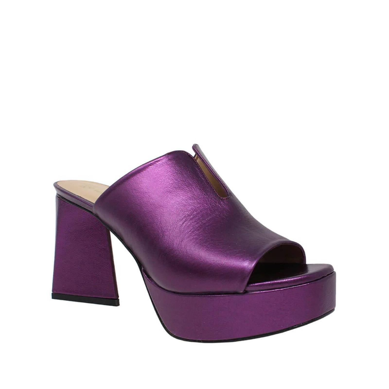 VERONICA 95 - Amatista Regina Romero Zapato Sandalia Mule Plataforma Tacon Alto para Dama en Piel 