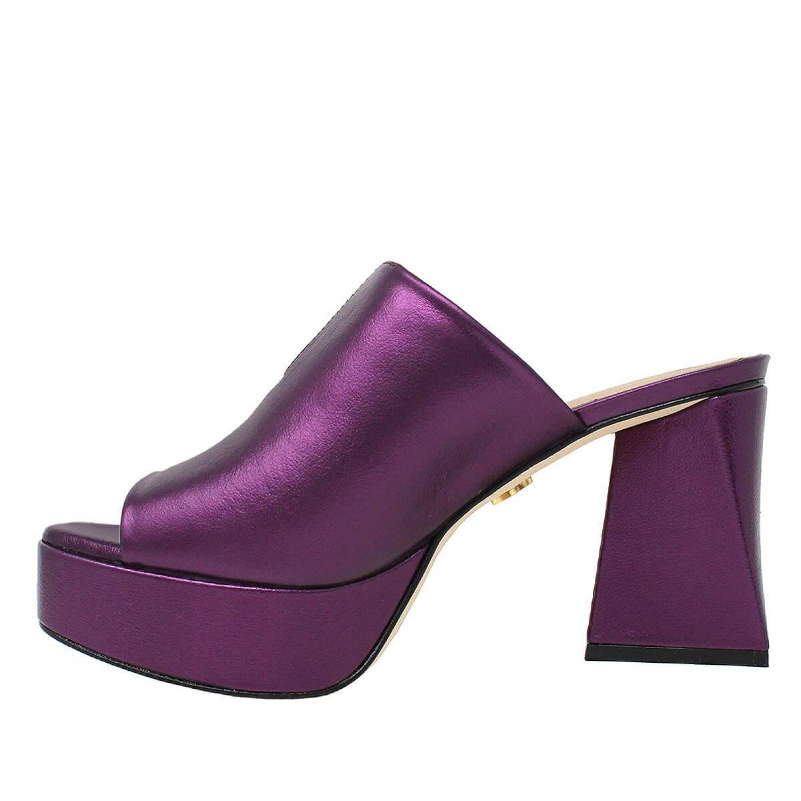 VERONICA 95 - Amatista Regina Romero Zapato Sandalia Mule Plataforma Tacon Alto para Dama en Piel 