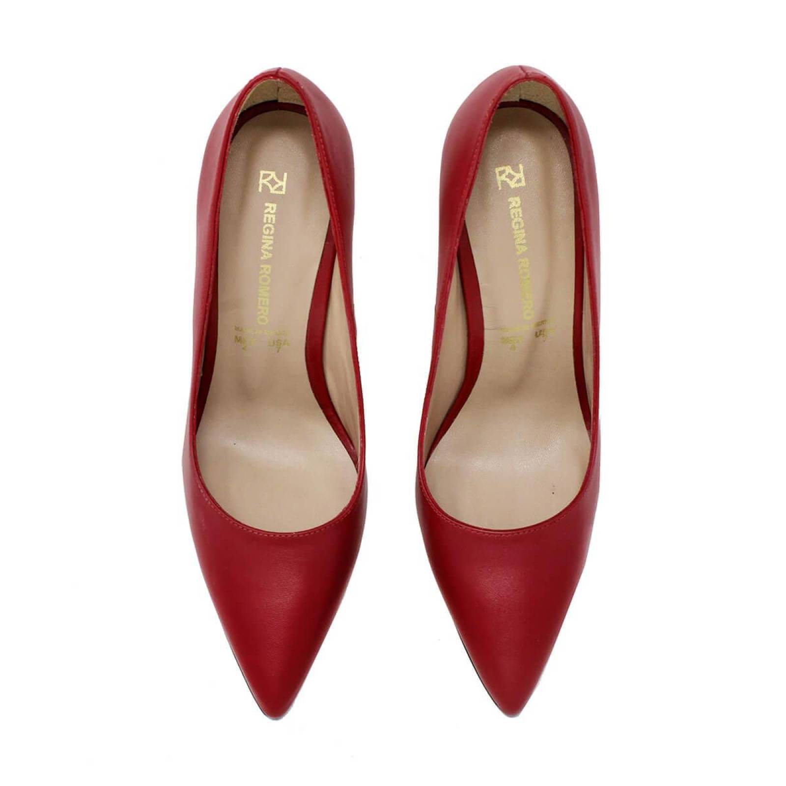 REGINA PUMP 105 - Rojo Regina Romero Zapato Zapatilla Tacon Alto para Dama en Piel 
