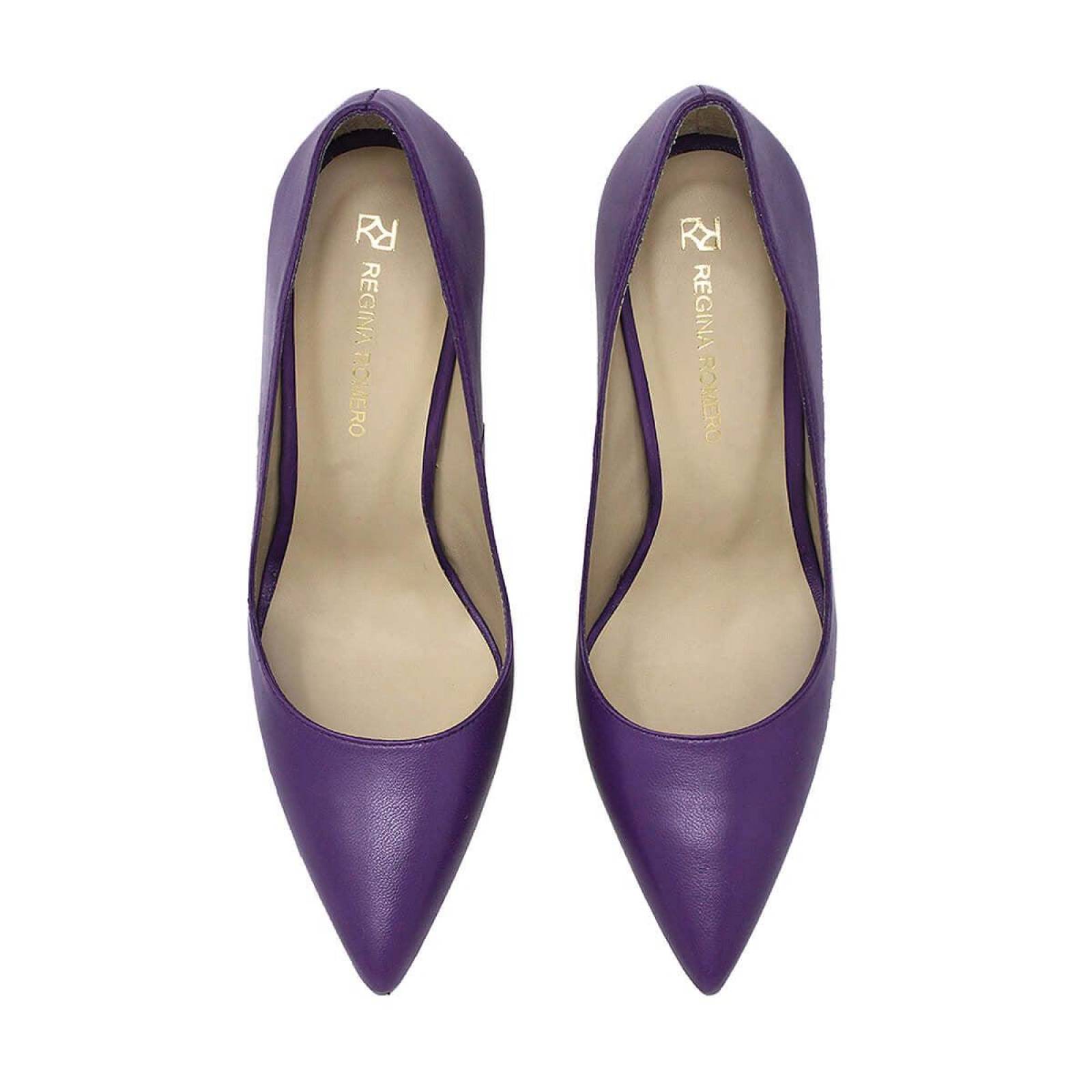 REGINA PUMP 105 - Morado Regina Romero Zapato Zapatilla Tacon Alto para Dama en Piel 