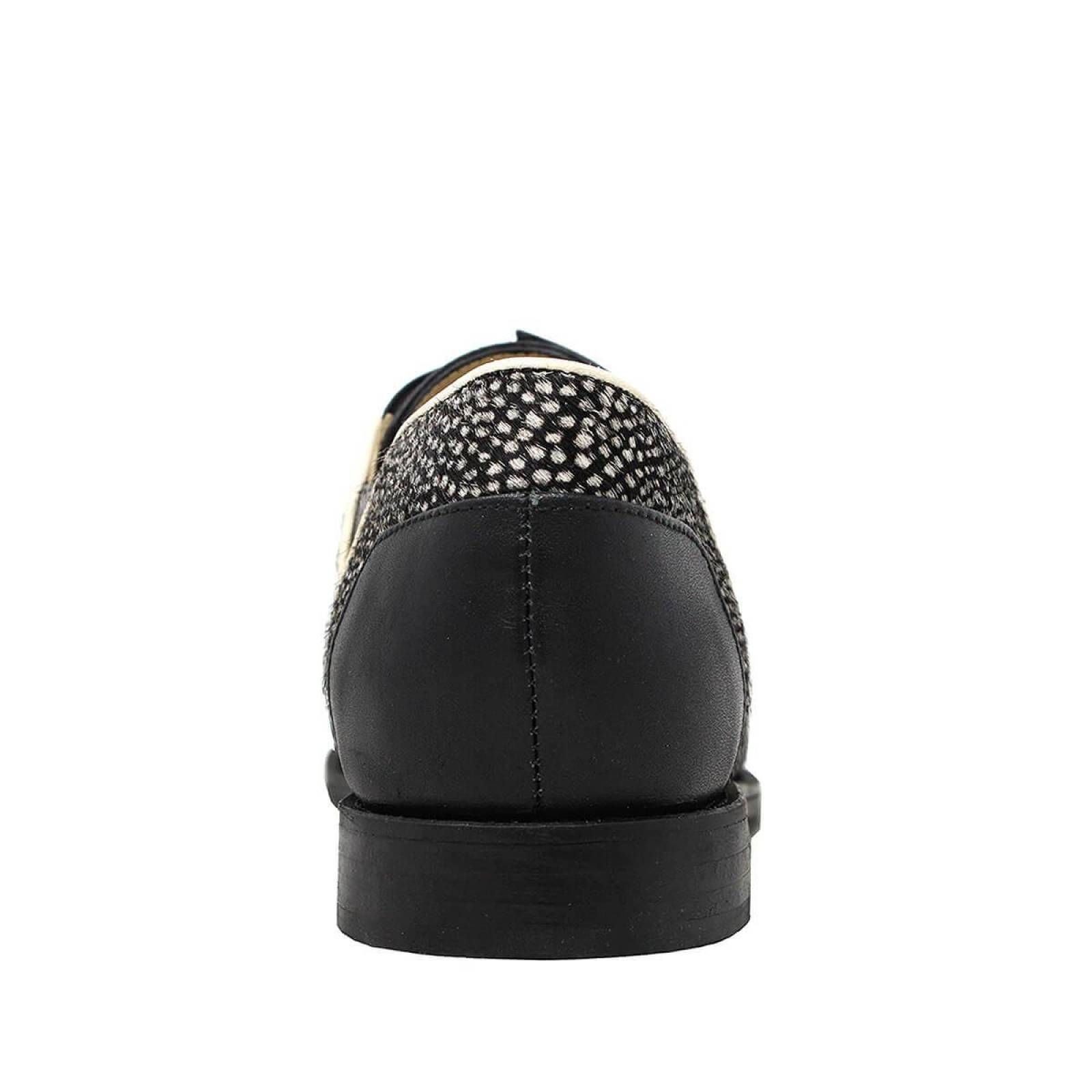 KEYLA - Negro Regina Romero Zapato Bostoniano de Piso para Dama en Piel 