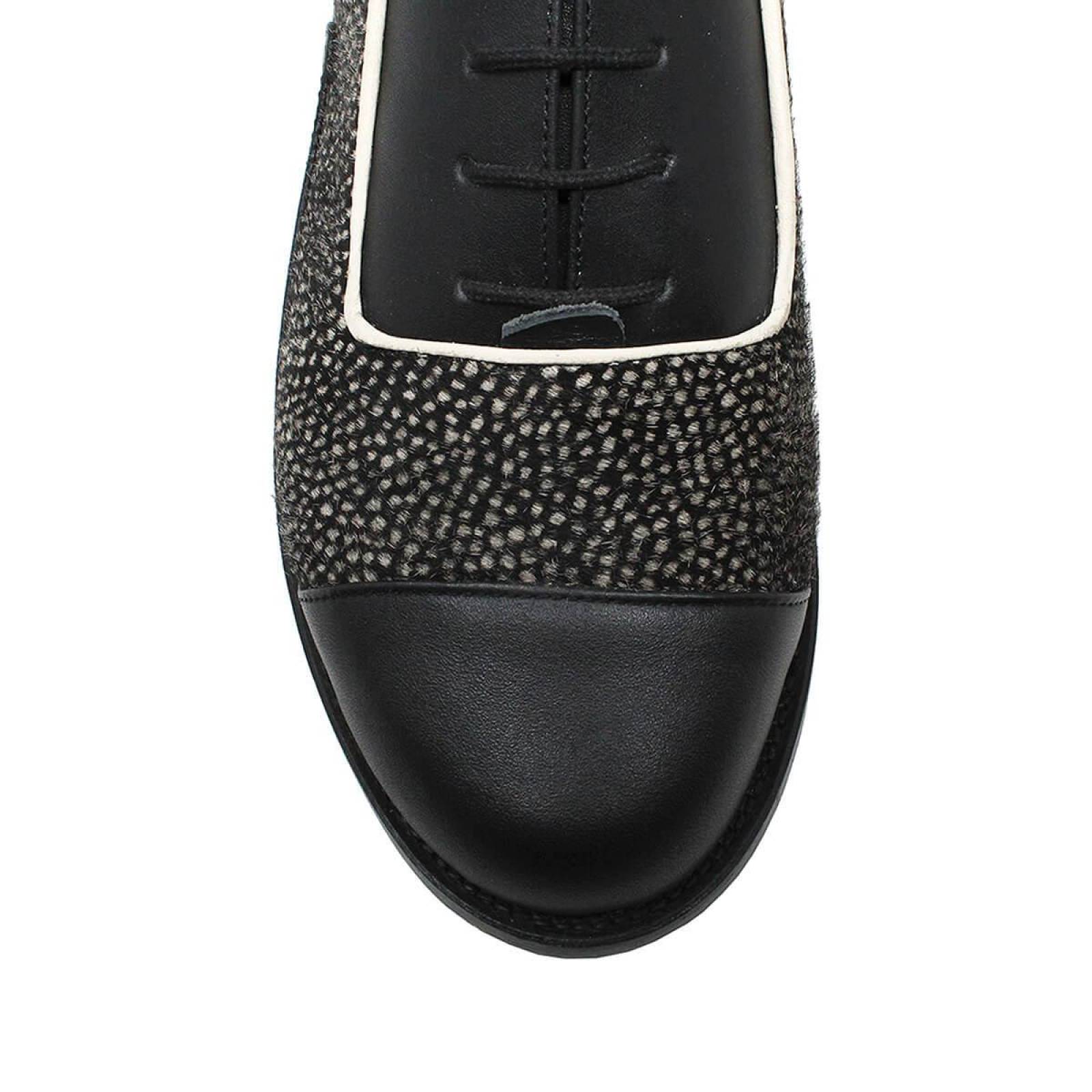 KEYLA - Negro Regina Romero Zapato Bostoniano de Piso para Dama en Piel 