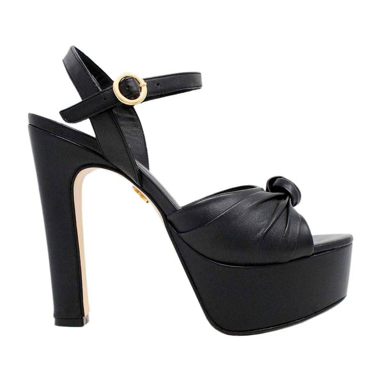 ALEXA 135 - Negro Regina Romero Zapato Sandalia Plataforma Tacon Alto Para Dama en Piel 