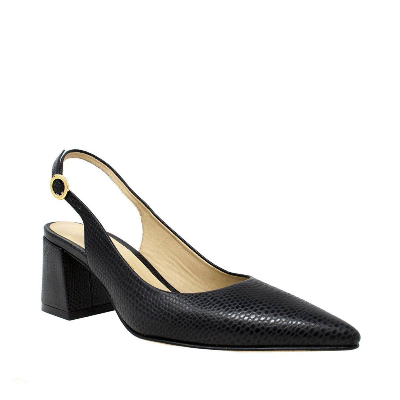 TANIA 50 - Negro Regina Romero Zapato Zapatilla Tacon Bajo para Dama en Piel 