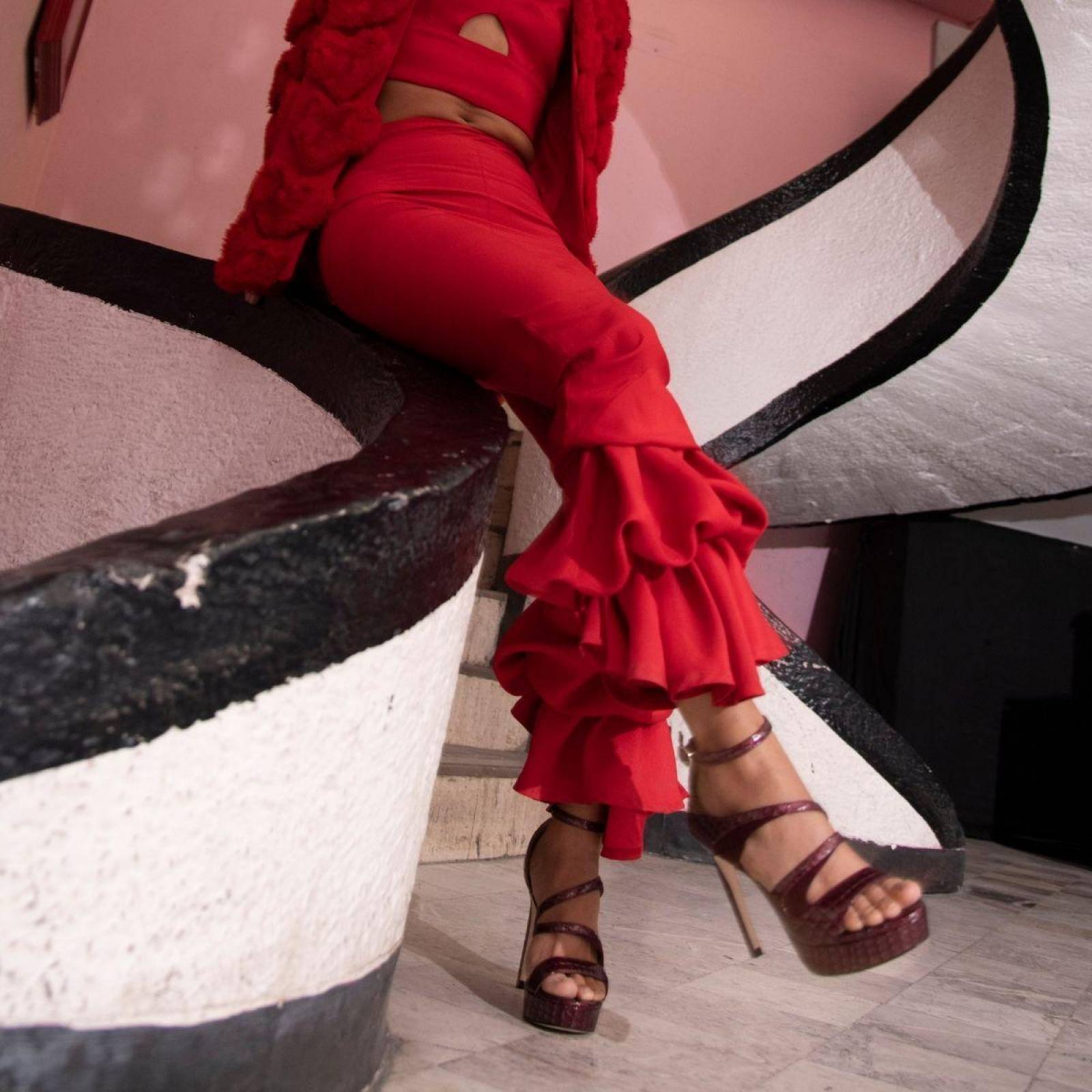 ELLE 125 - Charol Vino Regina Romero Zapato Sandalia Plataforma Tacon Alto para Dama en Piel 