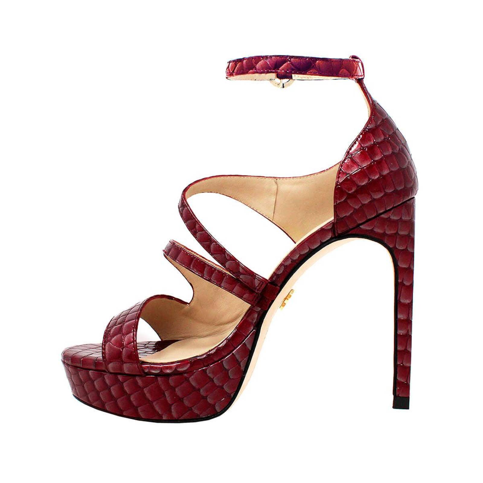 ELLE 125 - Charol Vino Regina Romero Zapato Sandalia Plataforma Tacon Alto para Dama en Piel 