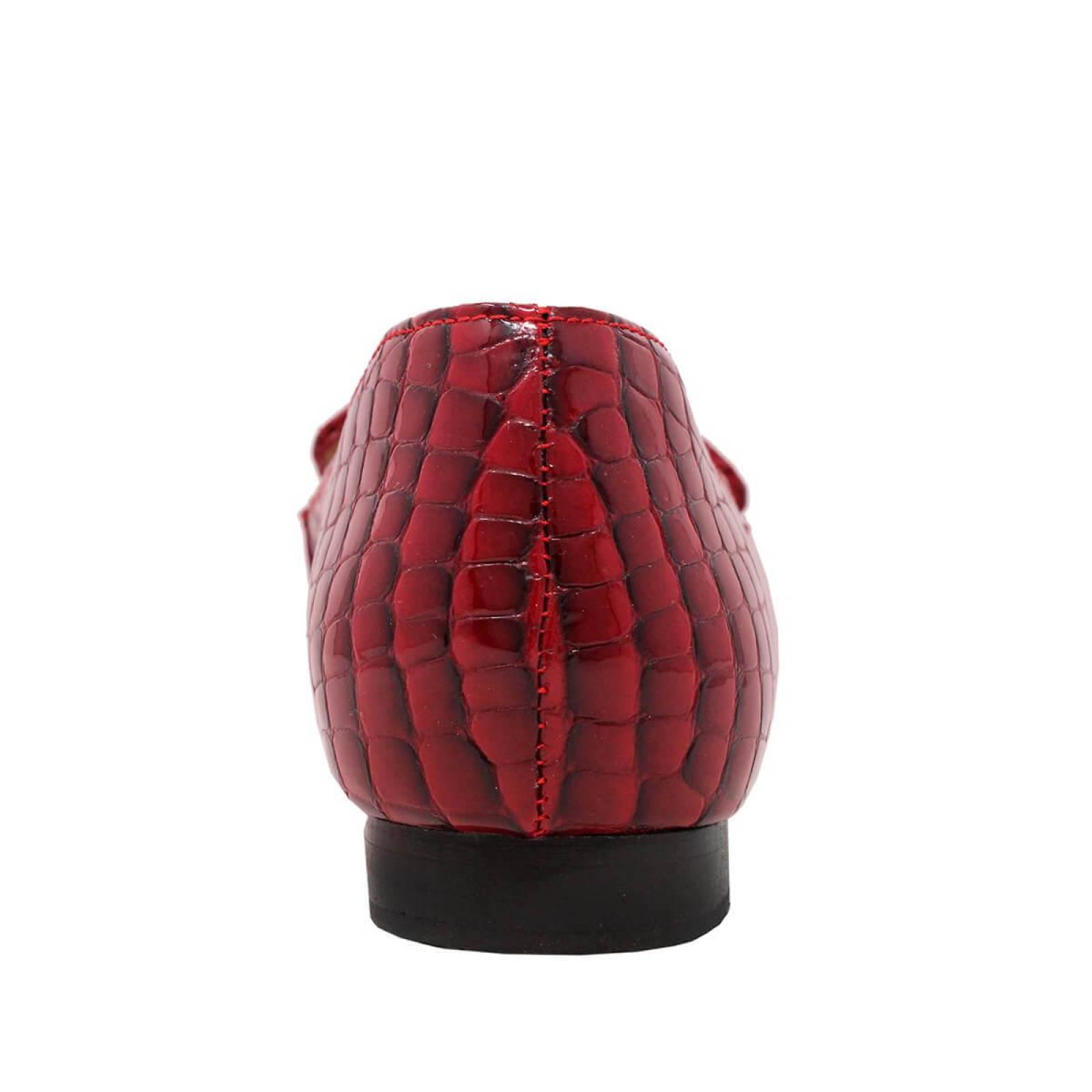 RUBY - Charol Rojo Regina Romero Zapato Mocasin de Piso para Dama en Piel 