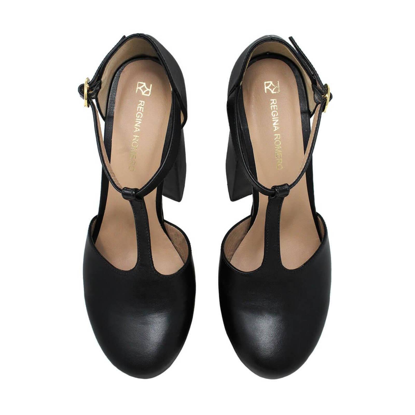 MON 150 - Negro Regina Romero Zapato Plataforma Tacon Alto para Dama en Piel 
