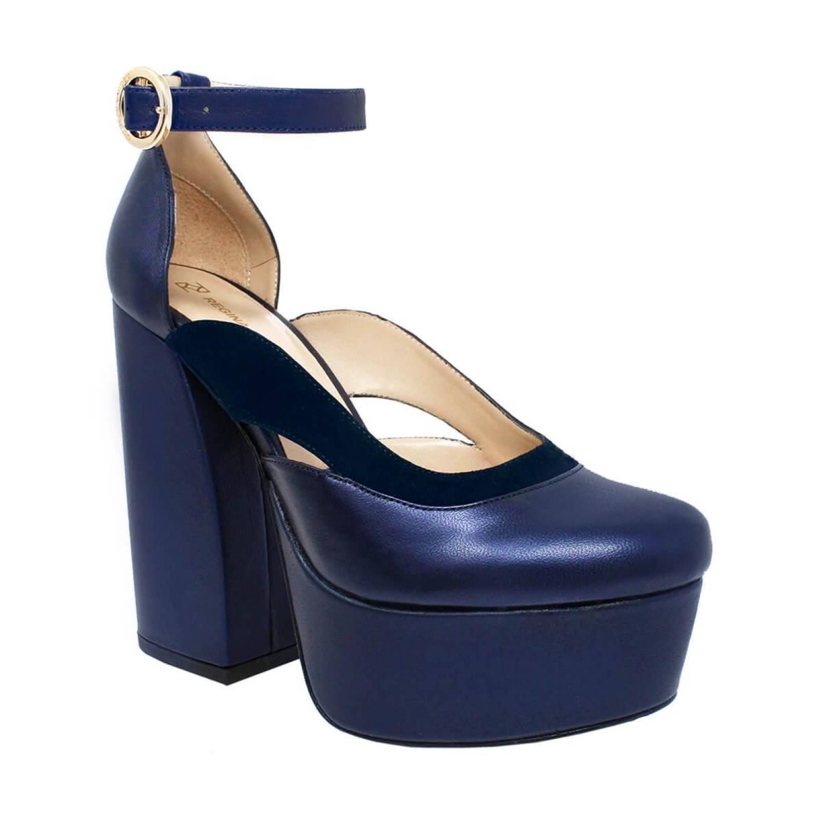 DESIRE 135 - Marino Regina Romero Zapato Plataforma Tacon Alto para Dama en Piel