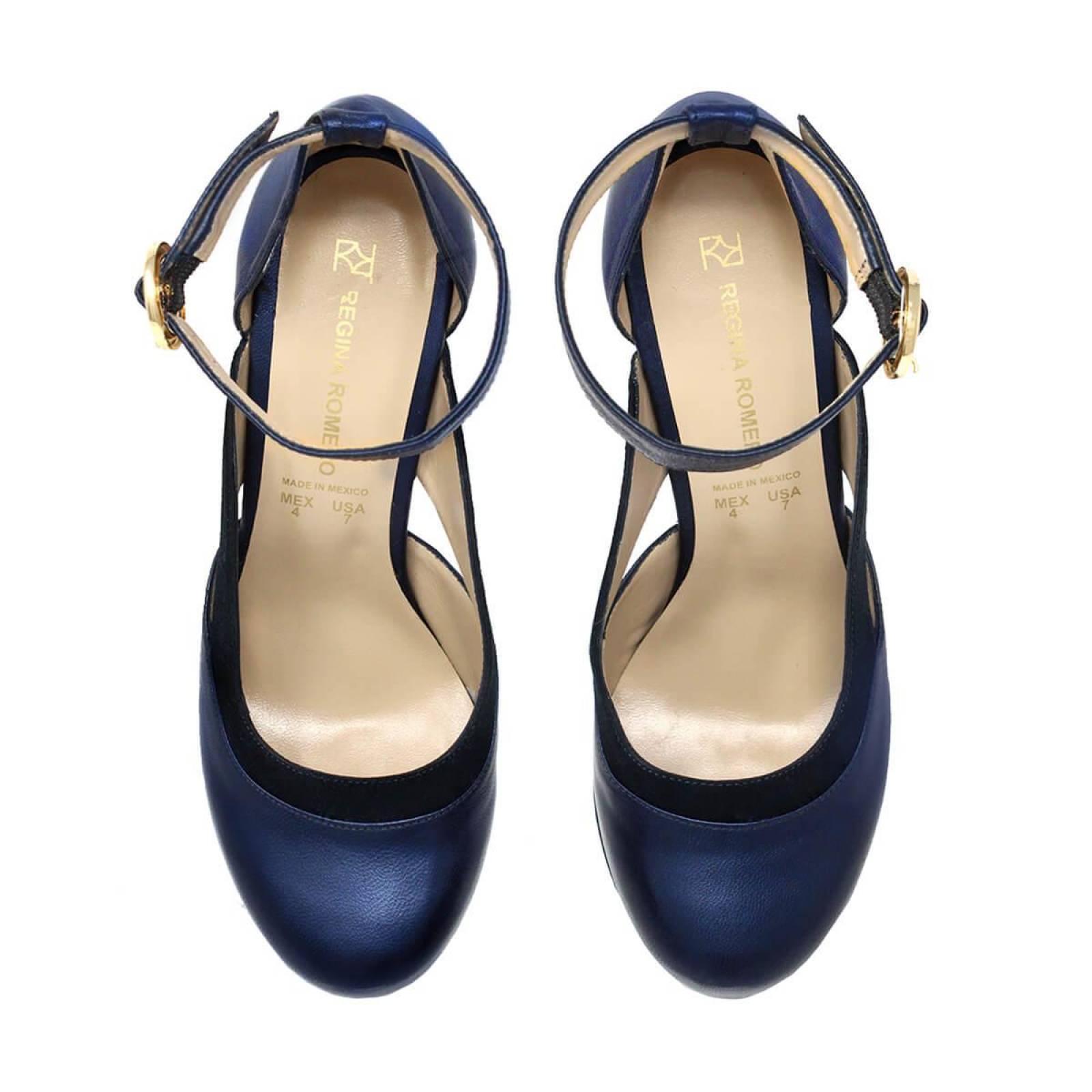 DESIRE 135 - Marino Regina Romero Zapato Plataforma Tacon Alto para Dama en Piel