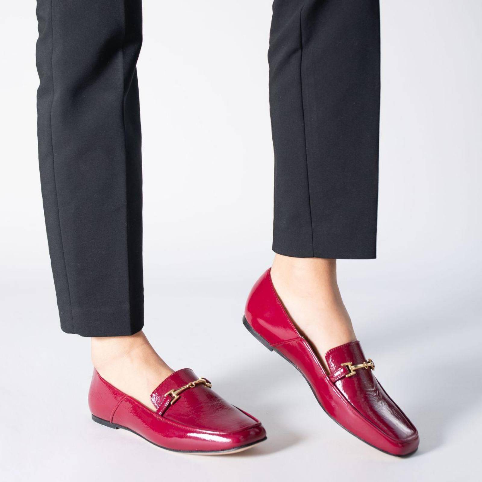 LUA - Charol Fucsia Regina Romero Zapato Mocasin de Piso para Dama en Piel