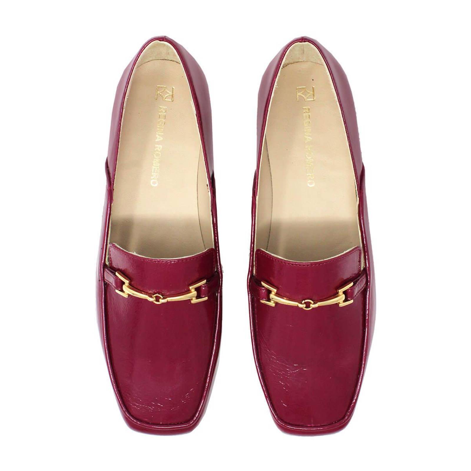LUA - Charol Fucsia Regina Romero Zapato Mocasin de Piso para Dama en Piel