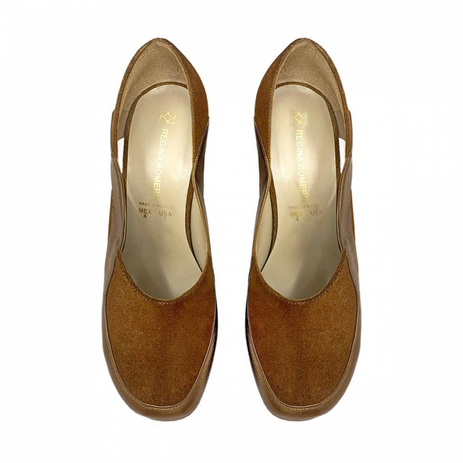 NATALIA 95 - Tan Regina Romero Zapato Plataforma Tacon Alto para Dama en Piel 