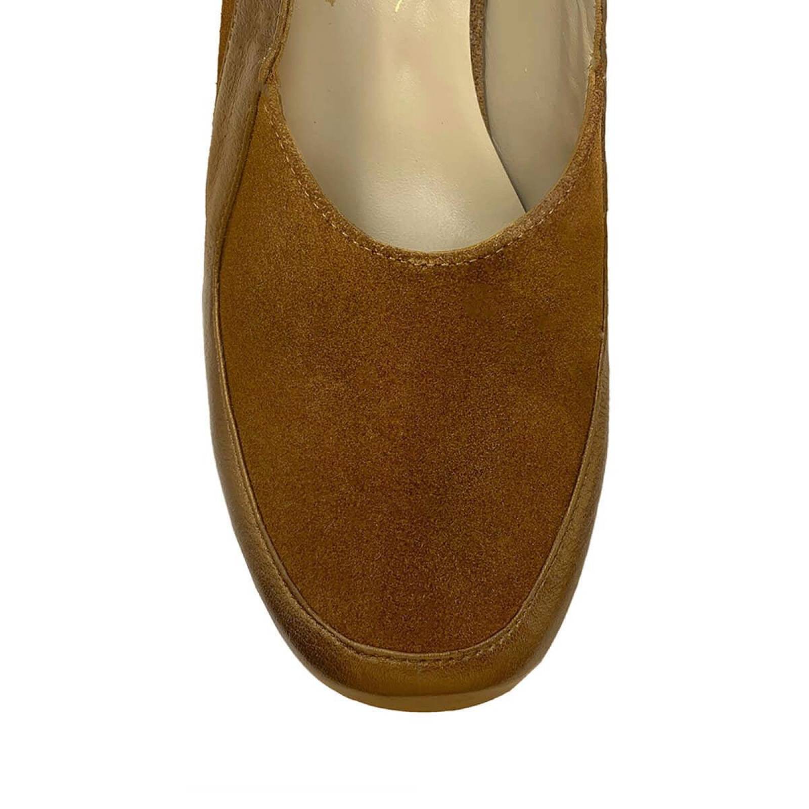 NATALIA 95 - Tan Regina Romero Zapato Plataforma Tacon Alto para Dama en Piel 