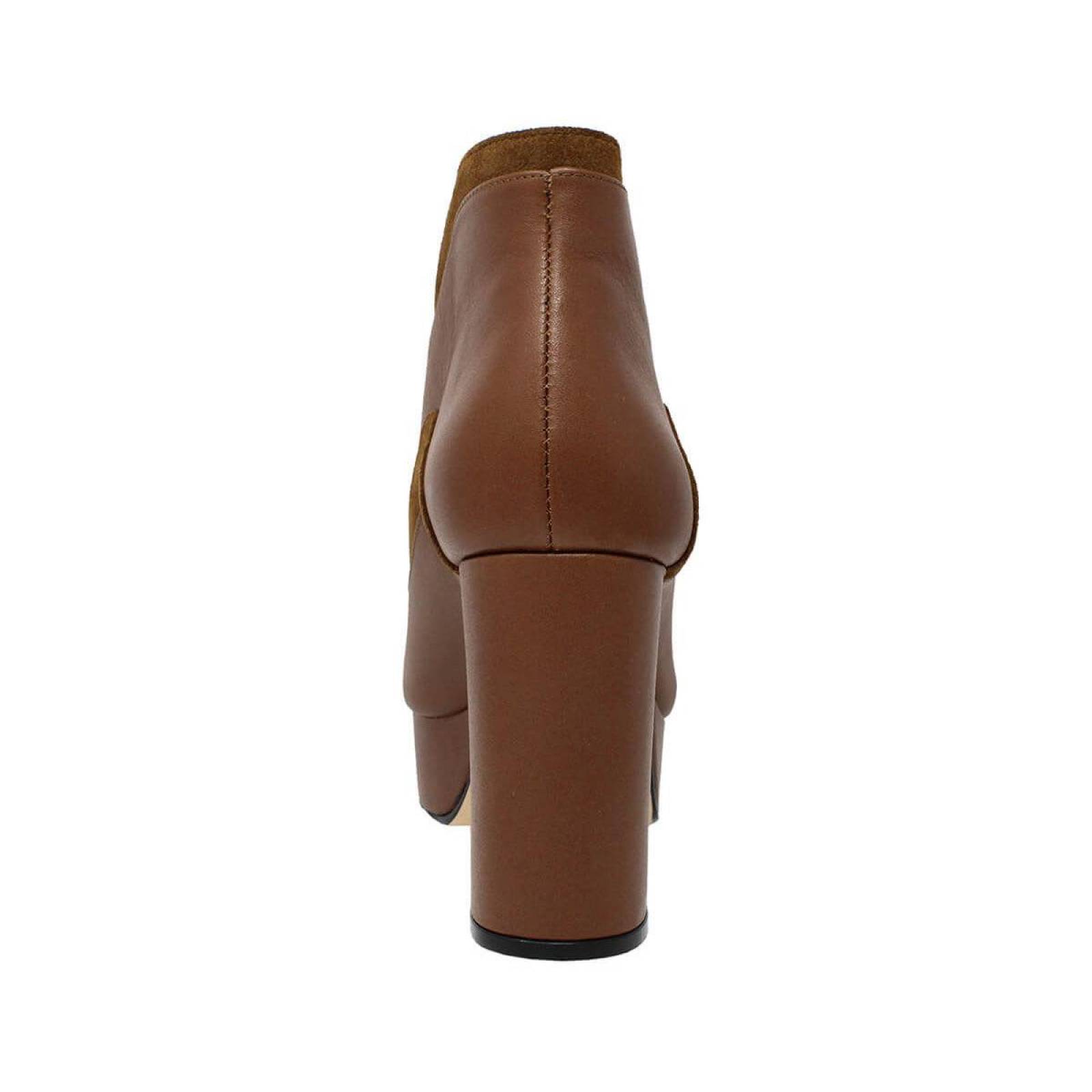 MISHA 95 - Tan Regina Romero Zapato Bota Botin Plataforma Tacon Alto para Dama en Piel 