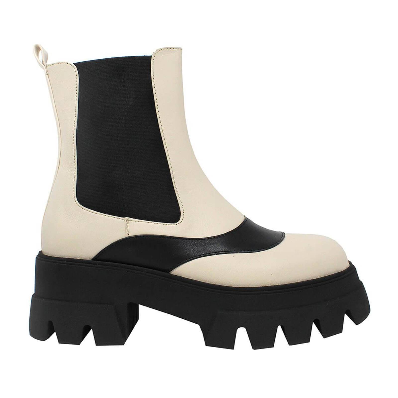 ROBERTA 65 - Negro y Latte Regina Romero Zapato Bota Botin Urbano para Dama en Piel 