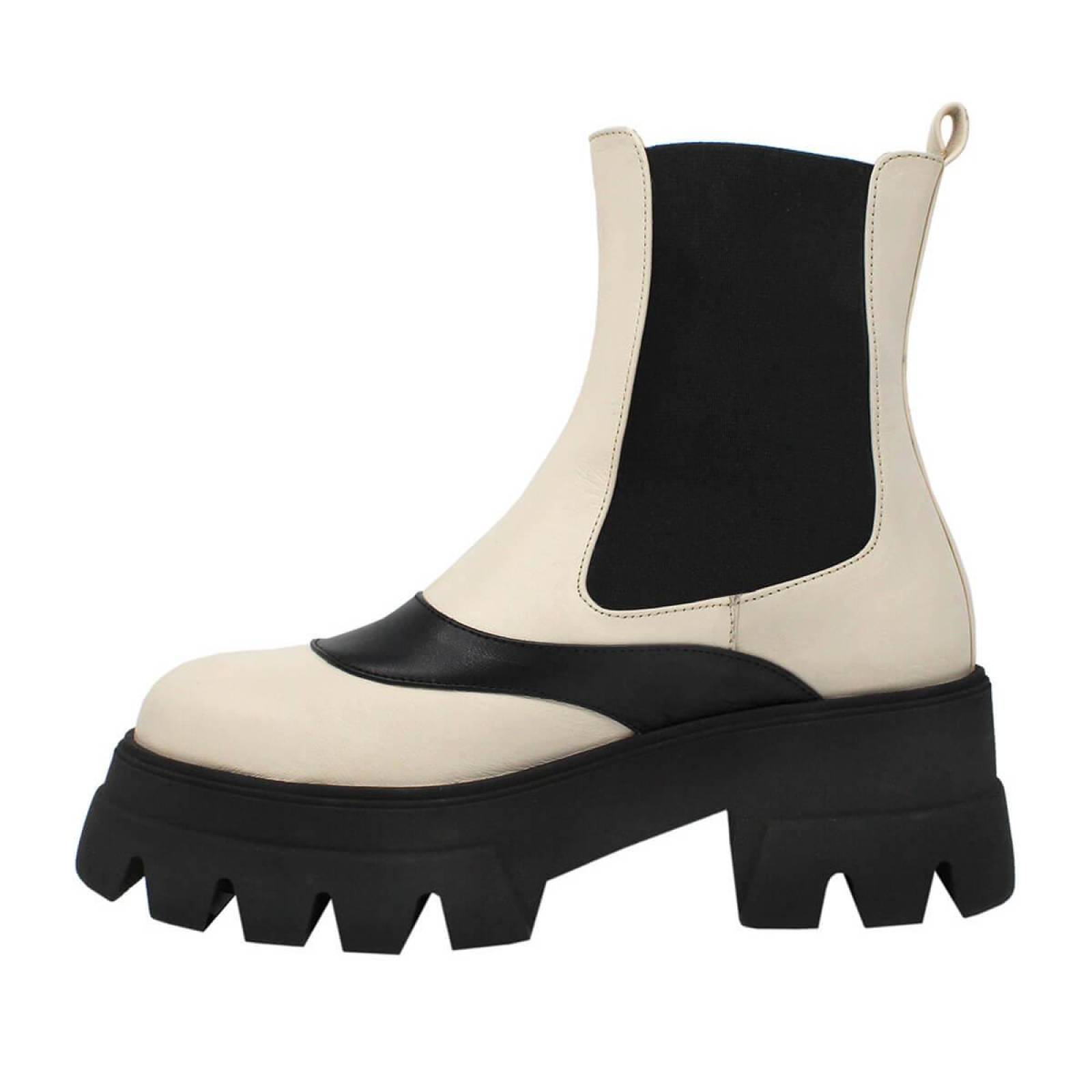 ROBERTA 65 - Negro y Latte Regina Romero Zapato Bota Botin Urbano para Dama en Piel 