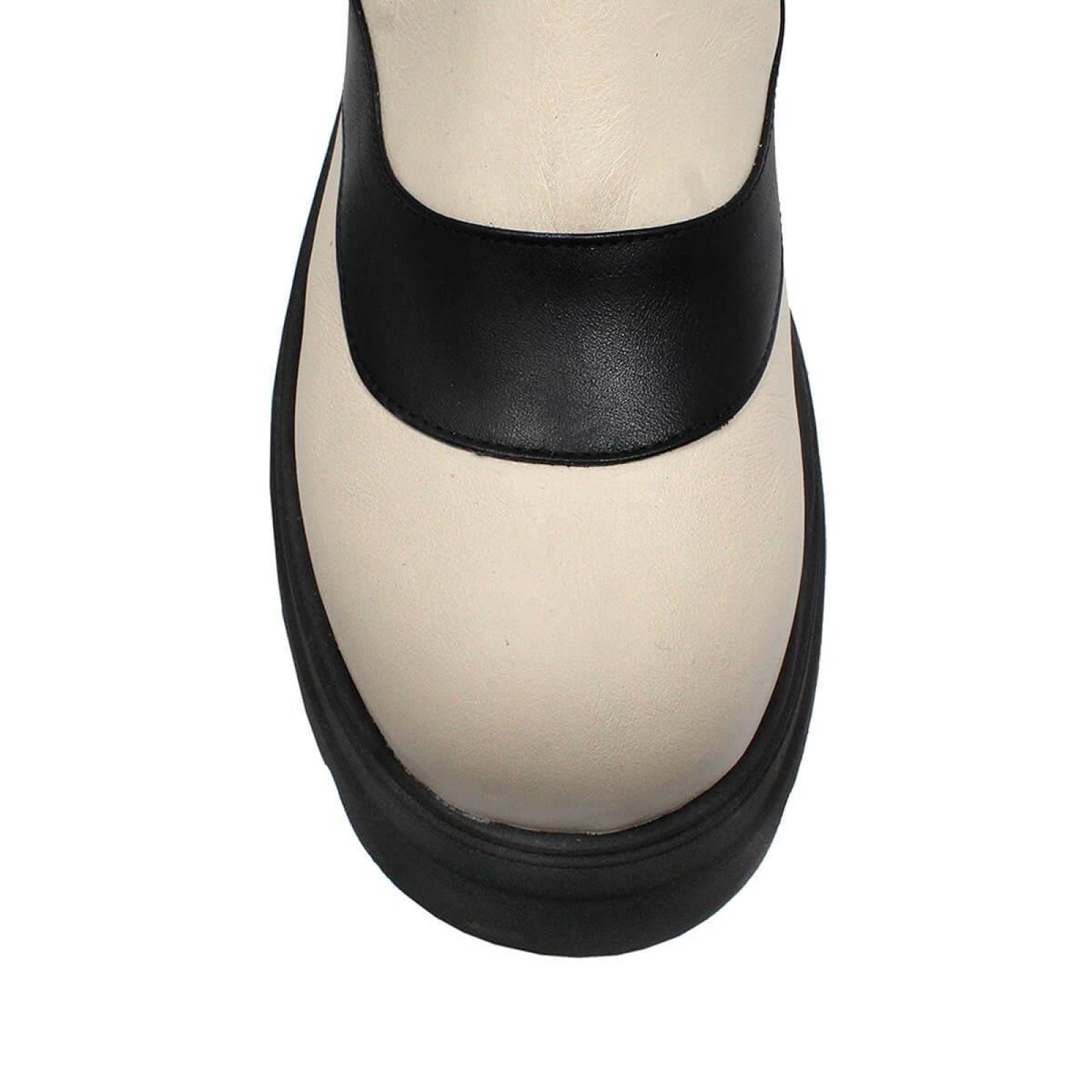 ROBERTA 65 - Negro y Latte Regina Romero Zapato Bota Botin Urbano para Dama en Piel 