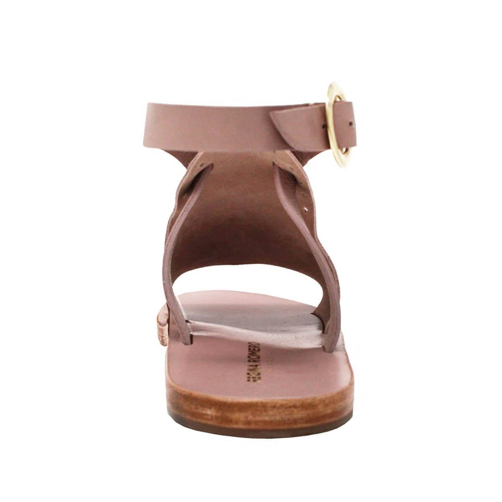 MACARENA - Gamuza Rosa Regina Romero Resort Zapato Sandalia de Piso para Dama en Piel 