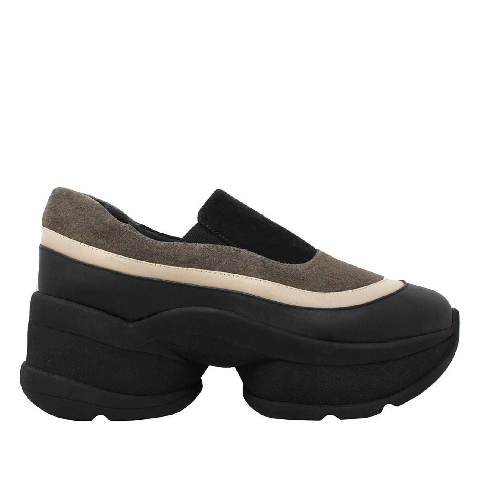 ALICE 75 - Negro y Chai Regina Romero Zapato Tenis Urbano Sport para Dama en Piel