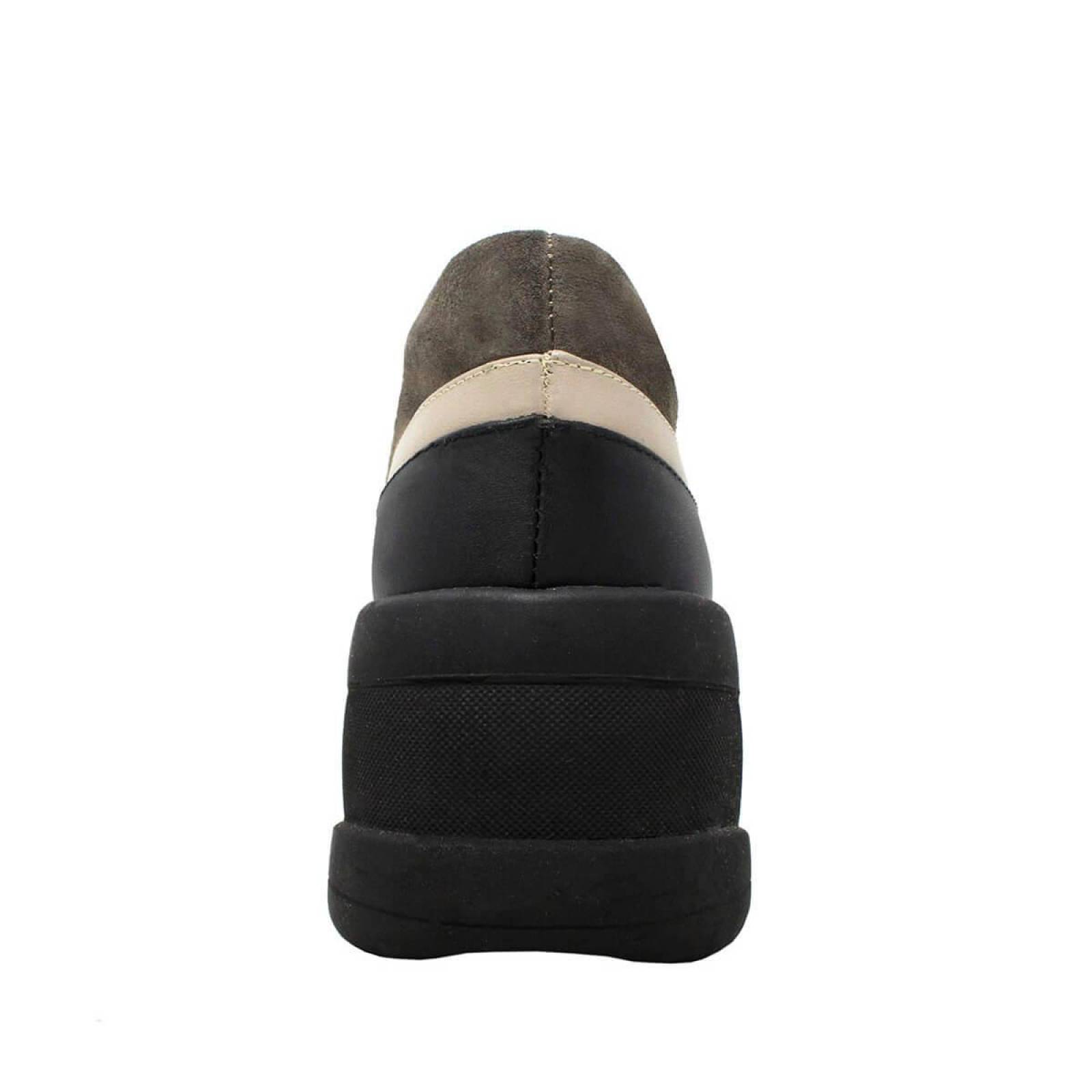 ALICE 75 - Negro y Chai Regina Romero Zapato Tenis Urbano Sport para Dama en Piel