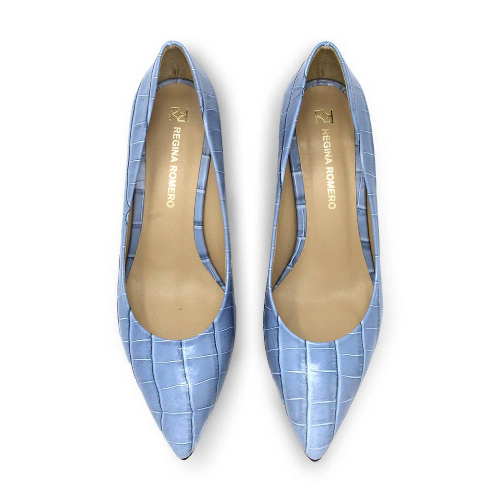 TAMARA 50 - Azul Claro Regina Romero Zapato Zapatilla Tacon Bajo para Dama en Piel 