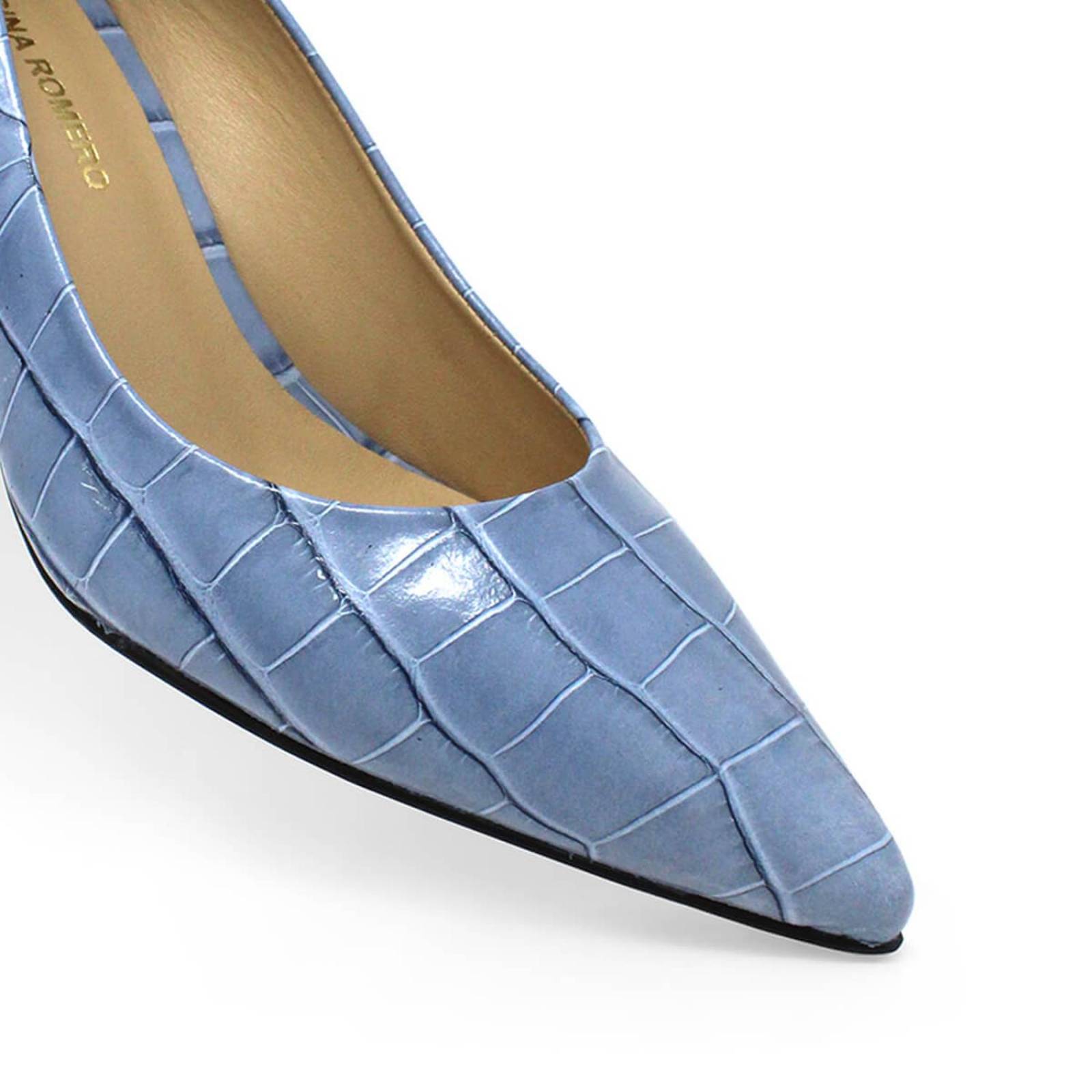 TAMARA 50 - Azul Claro Regina Romero Zapato Zapatilla Tacon Bajo para Dama en Piel 