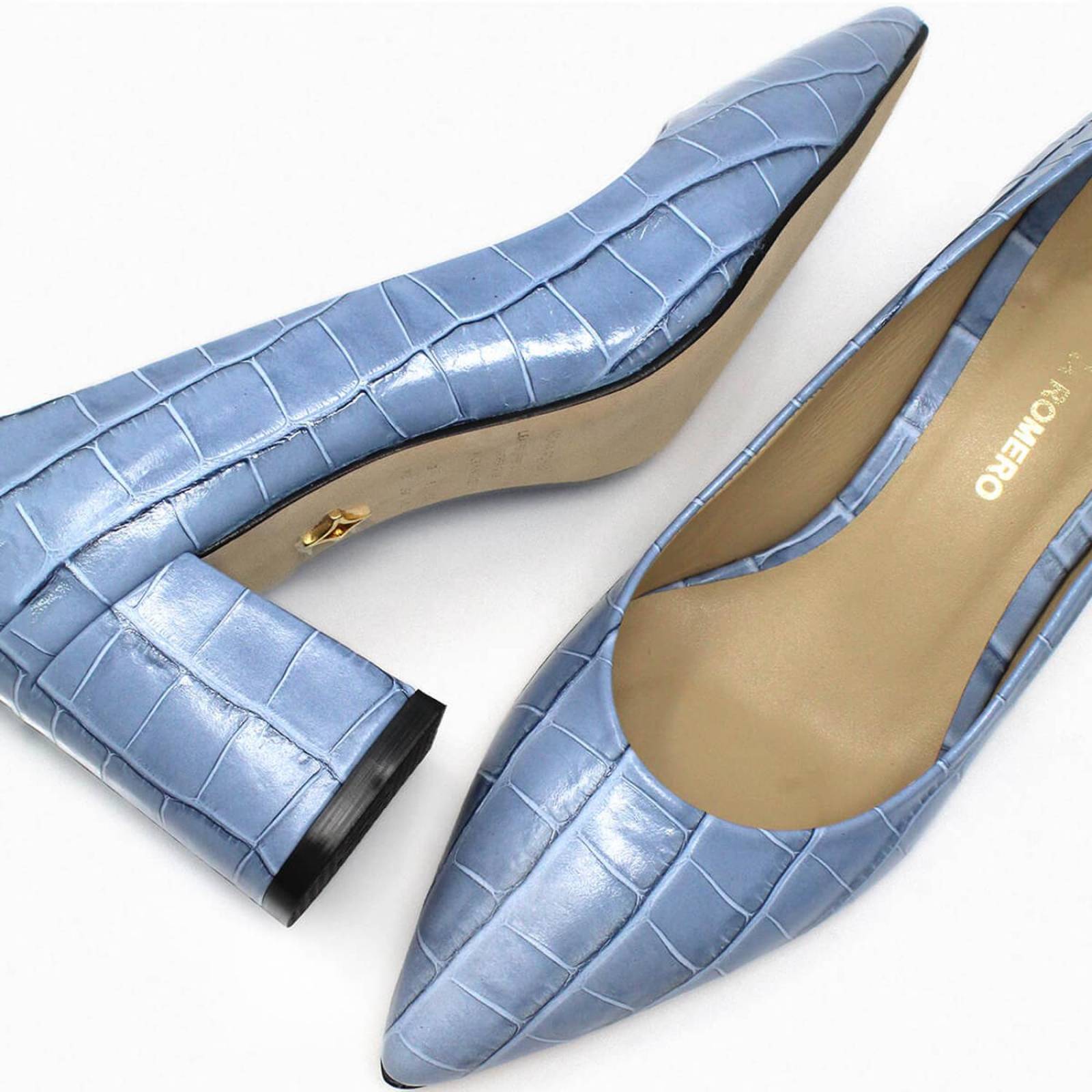 TAMARA 50 - Azul Claro Regina Romero Zapato Zapatilla Tacon Bajo para Dama en Piel 