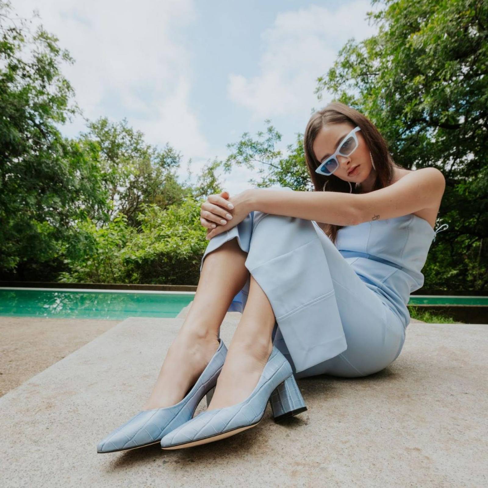 TAMARA 50 - Azul Claro Regina Romero Zapato Zapatilla Tacon Bajo para Dama en Piel 