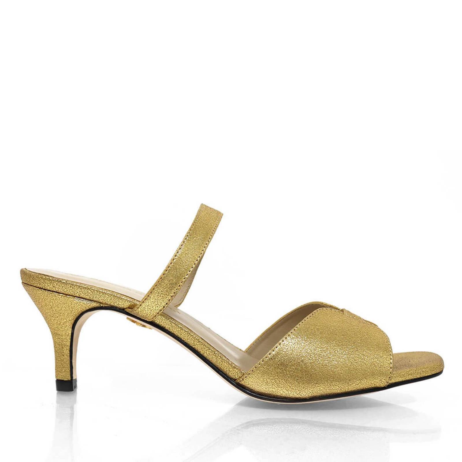 VEGA 60 - Oro Regina Romero Zapato Sandalia Zapatilla Tacon Bajo para Dama en Piel