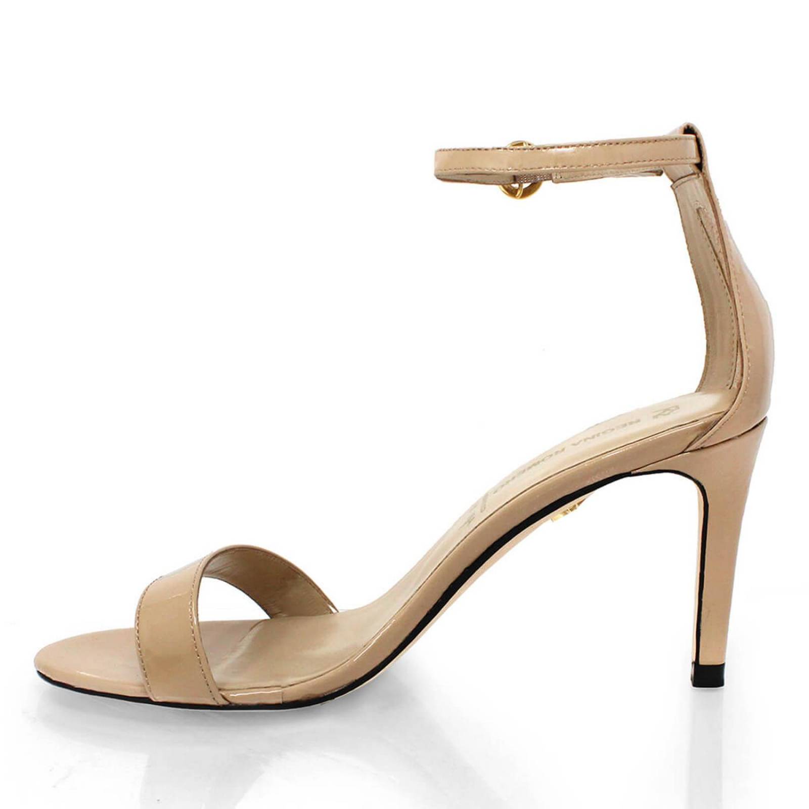 CLAUDINE 85 - Charol Beige Regina Romero Zapato Sandalia Zapatilla Tacon Alto para Dama en Piel 